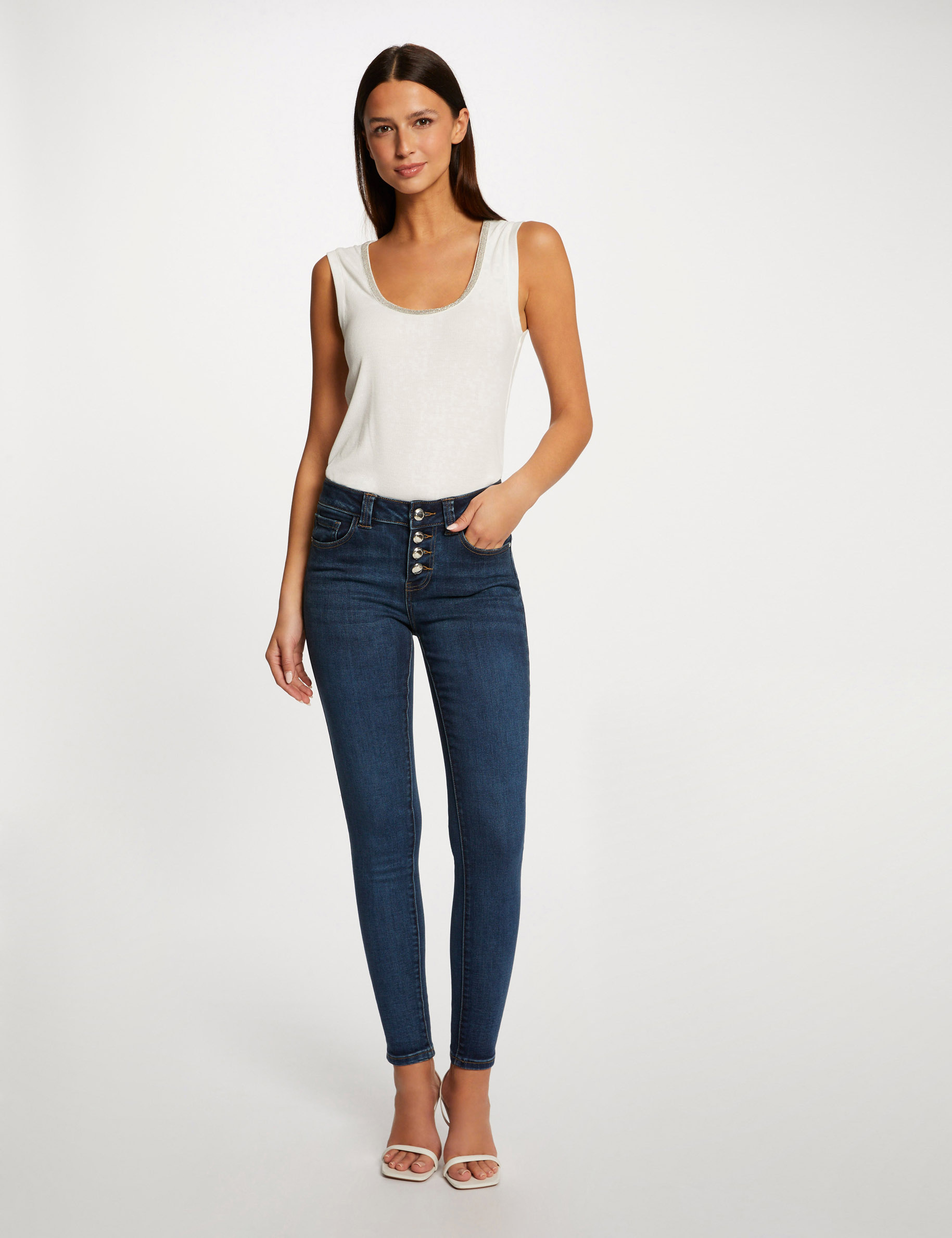 Jeans slim avec boutonnage jean stone femme