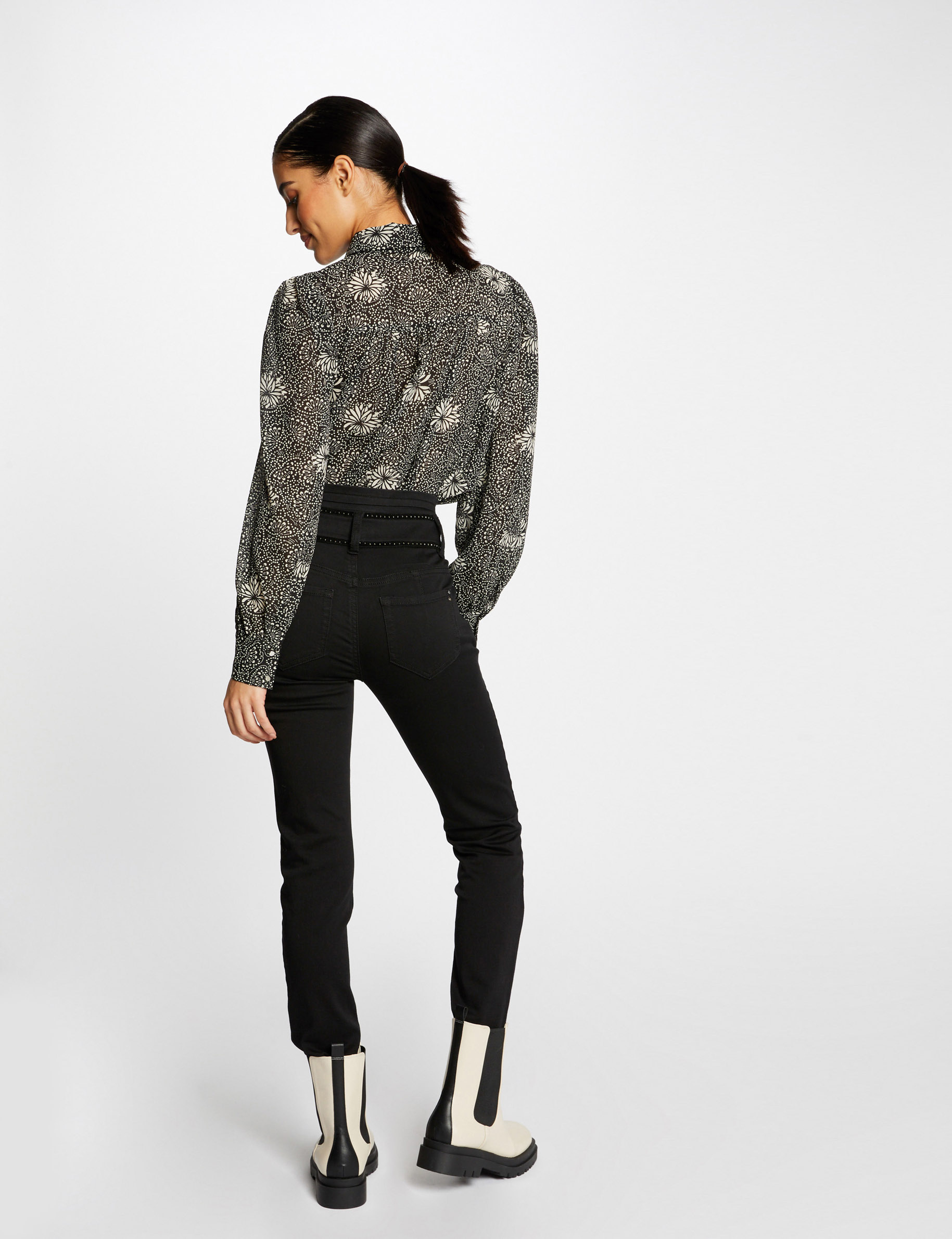 Jeans slim avec détails cloutés noir femme Jeans slim avec détails cloutés noir femme