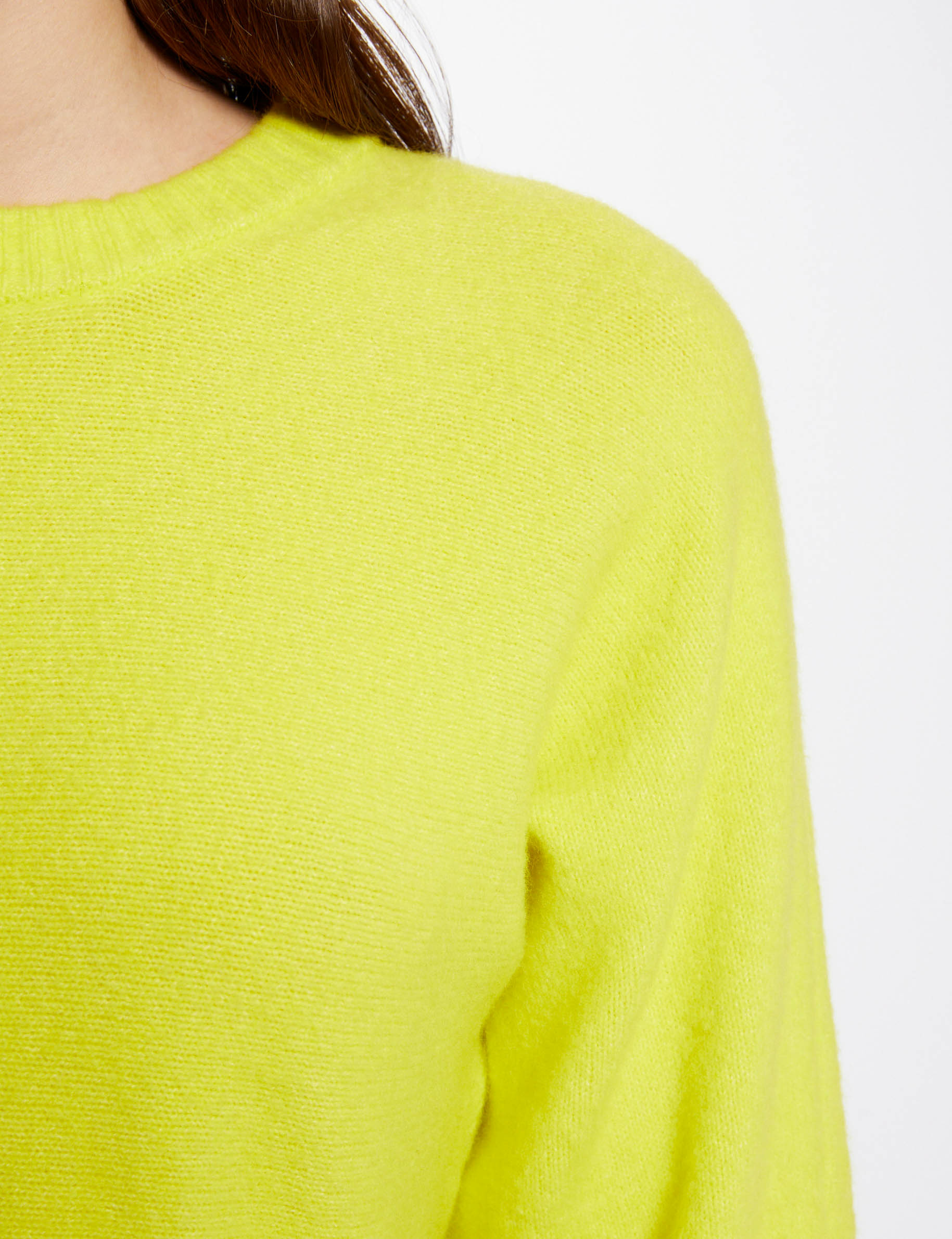 Pull manches longues à col rond anis femme