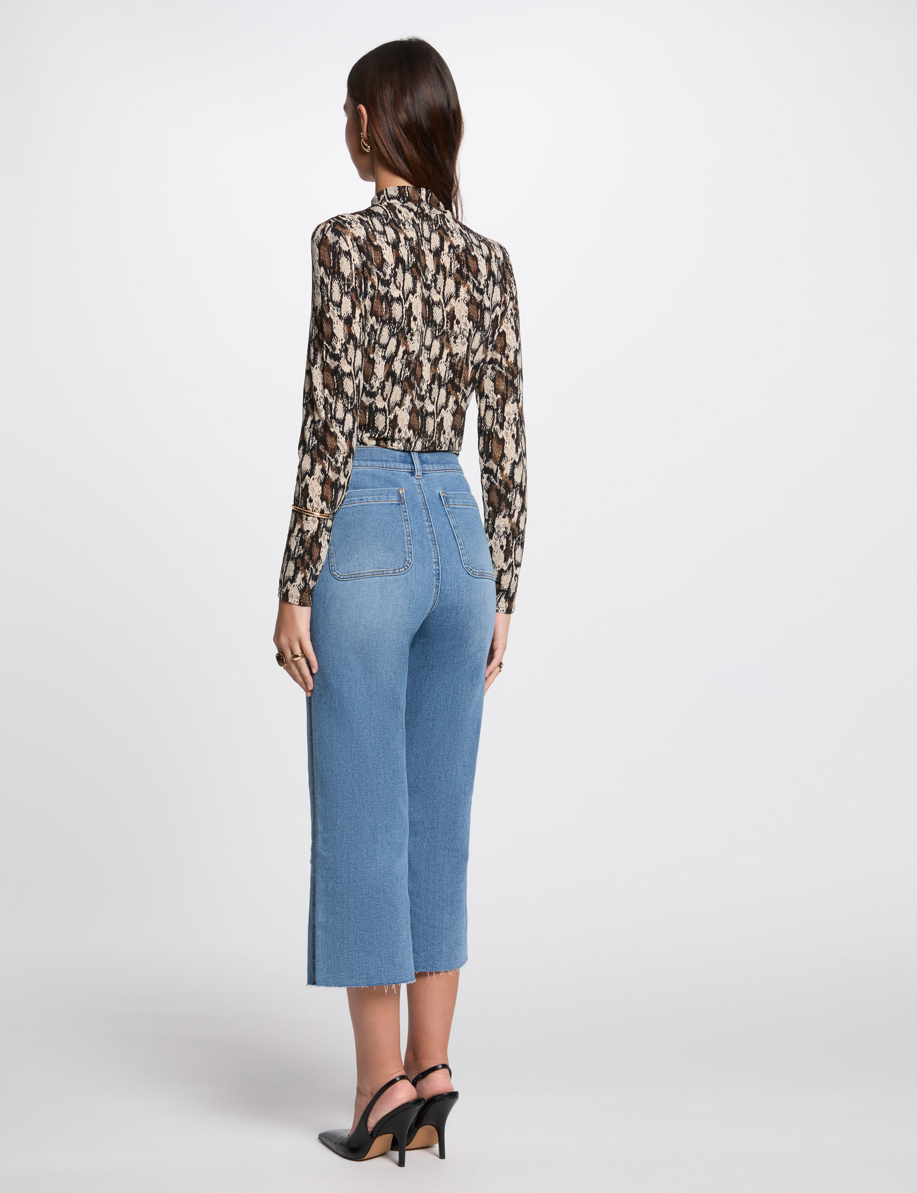 pantalon jambe large 78eme denim stone femme Pantalon jambe large 7/8ème denim stone femme