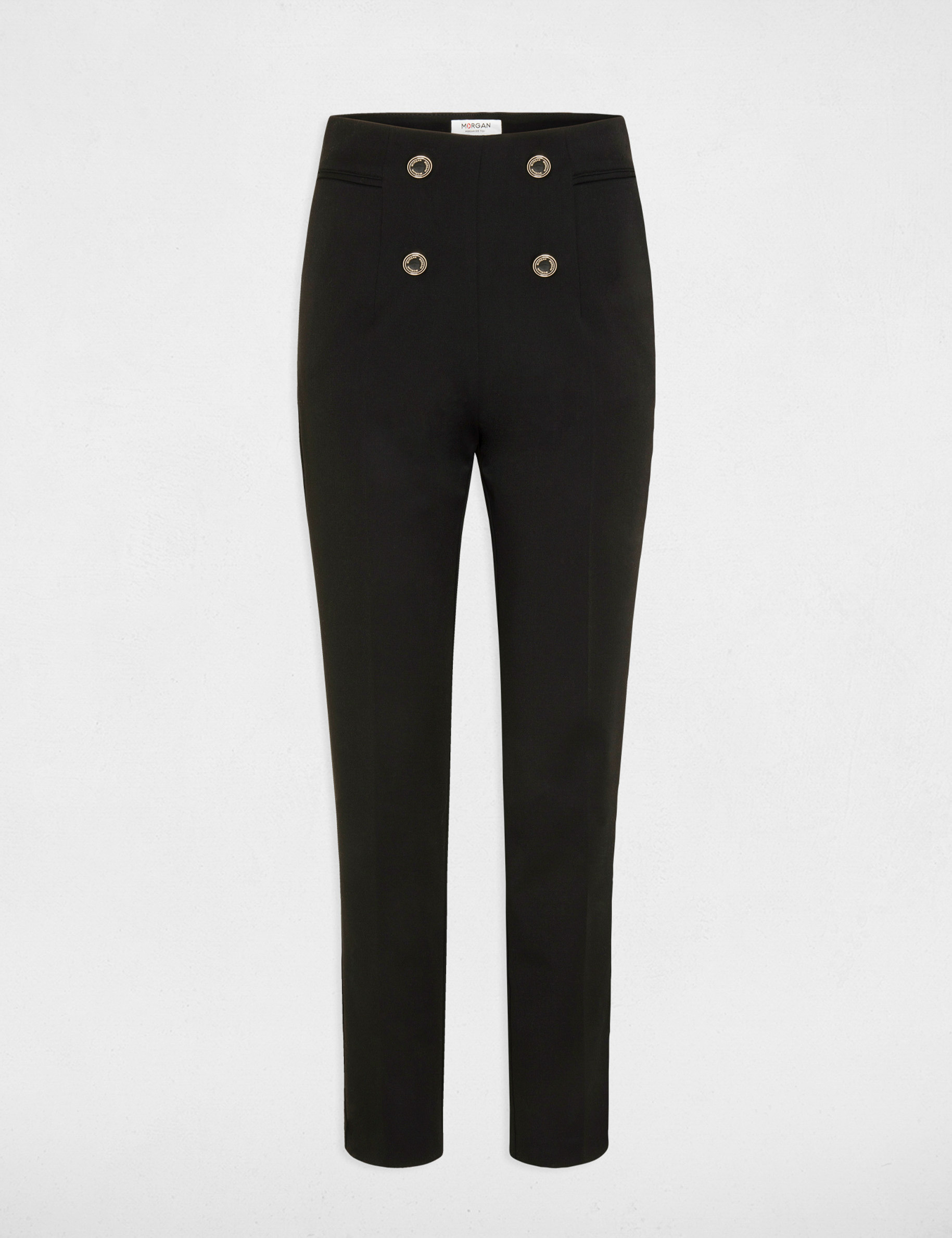 Pantalon droit taille haute noir femme