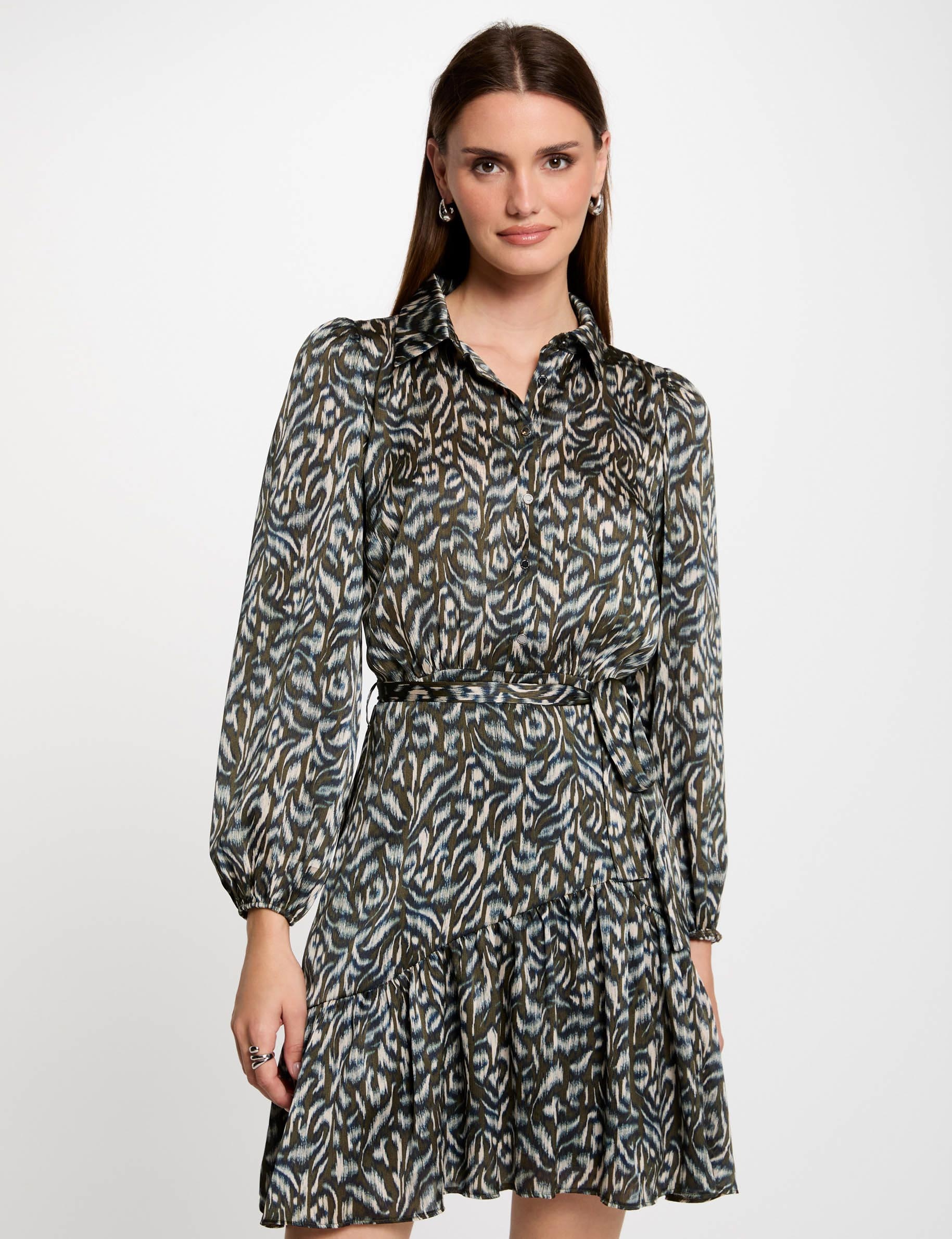 robe courte evasee imprimee multico femme Robe courte évasée imprimée multico femme
