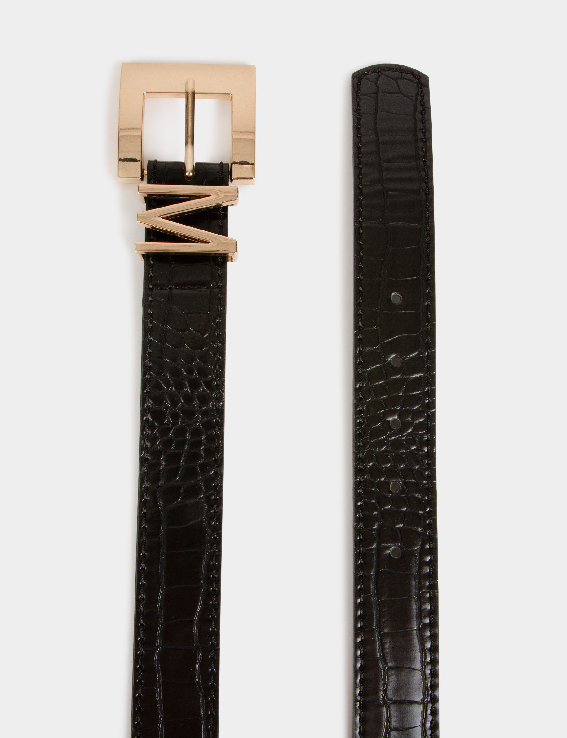 ceinture passant m aspect croco noir femme Ceinture passant M aspect croco noir femme