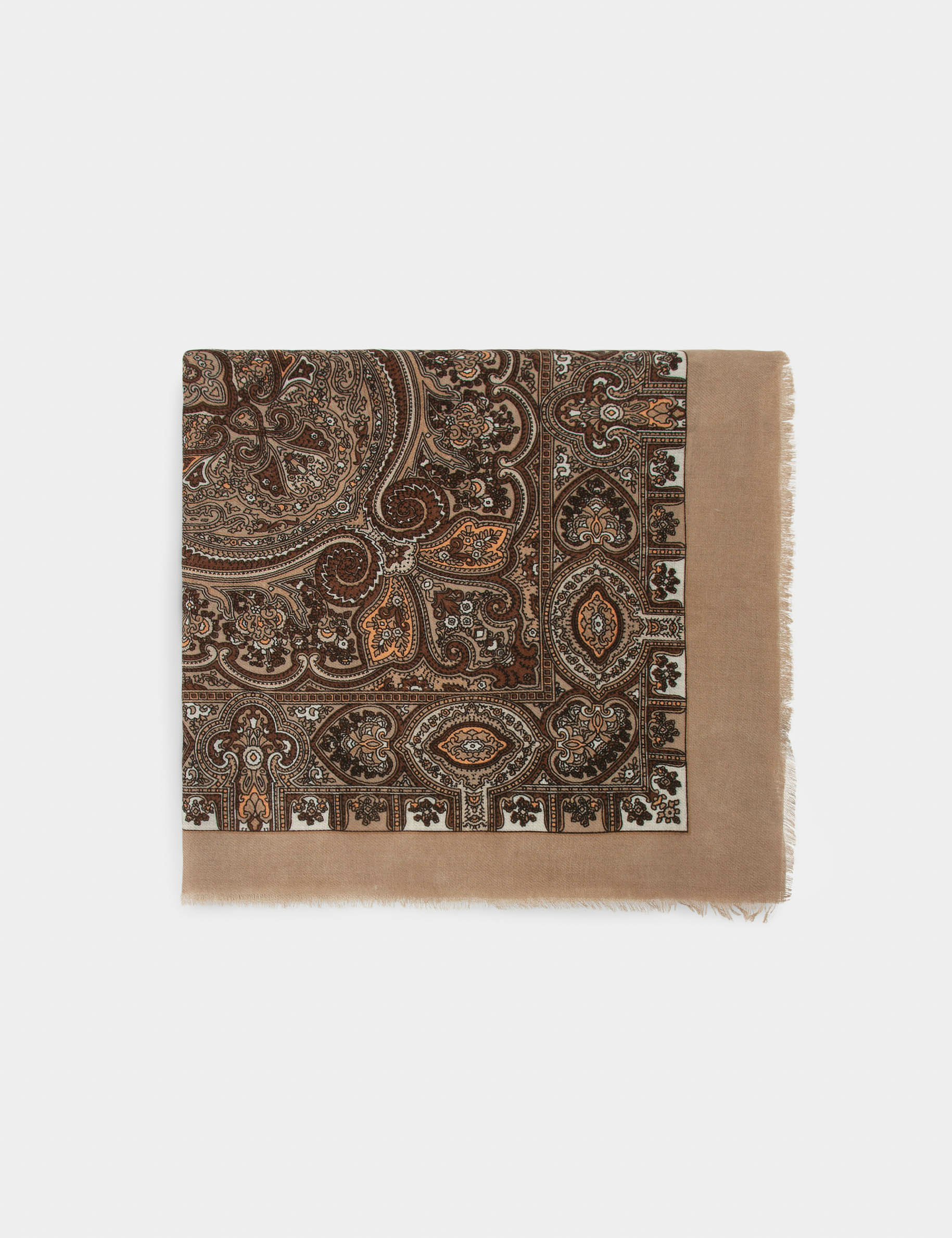 Foulard imprimé cachemire marron femme Foulard imprimé cachemire marron femme
