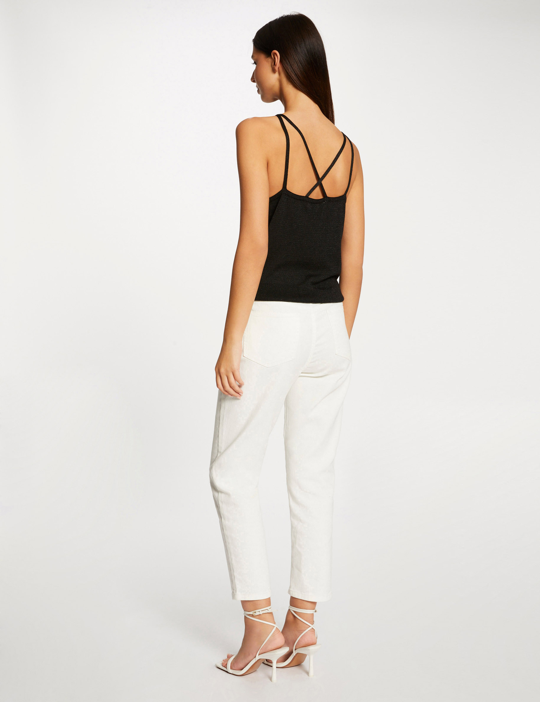 Débardeur pull bretelles fines noir femme Débardeur pull bretelles fines noir femme