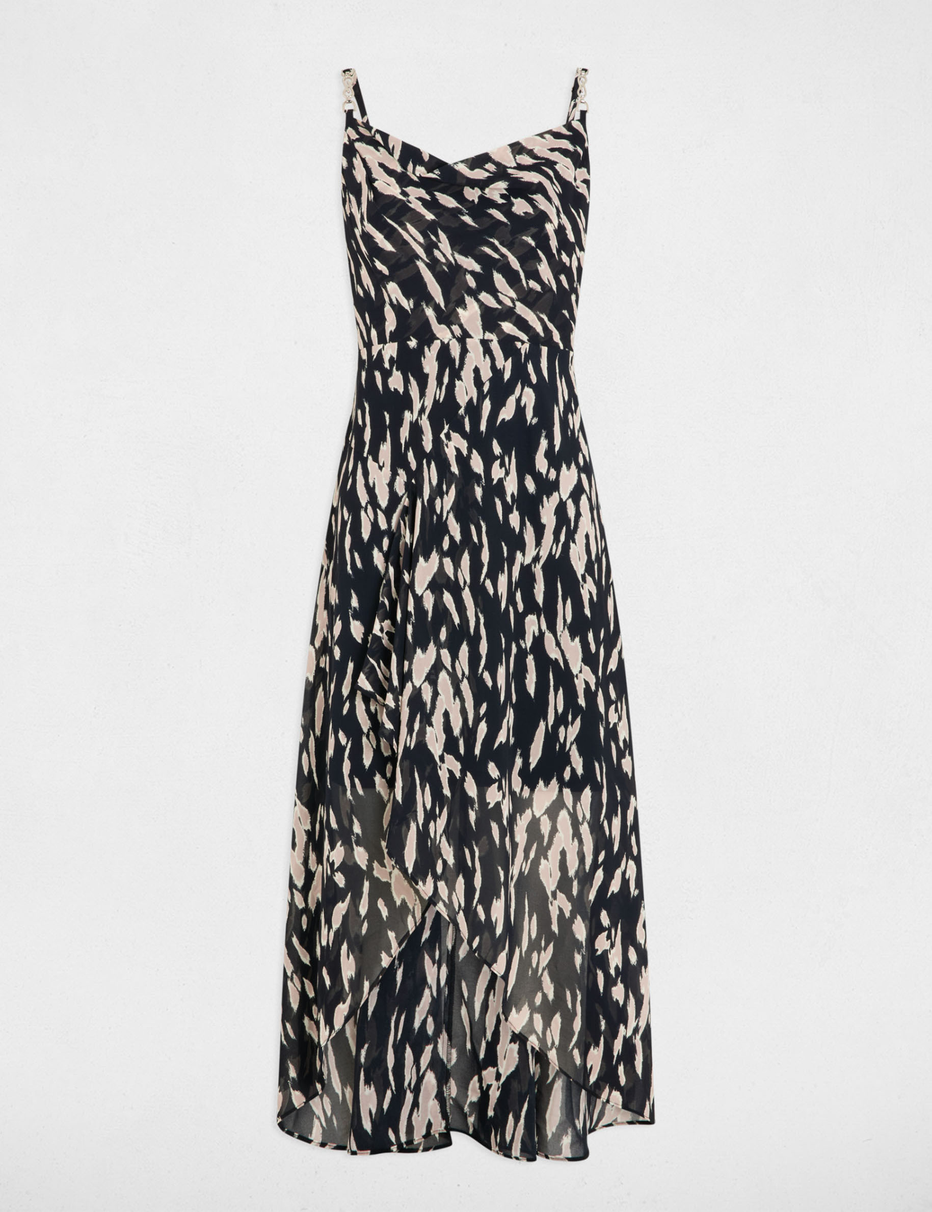robe longue fluide imprimee noir femme Robe longue fluide imprimée noir femme