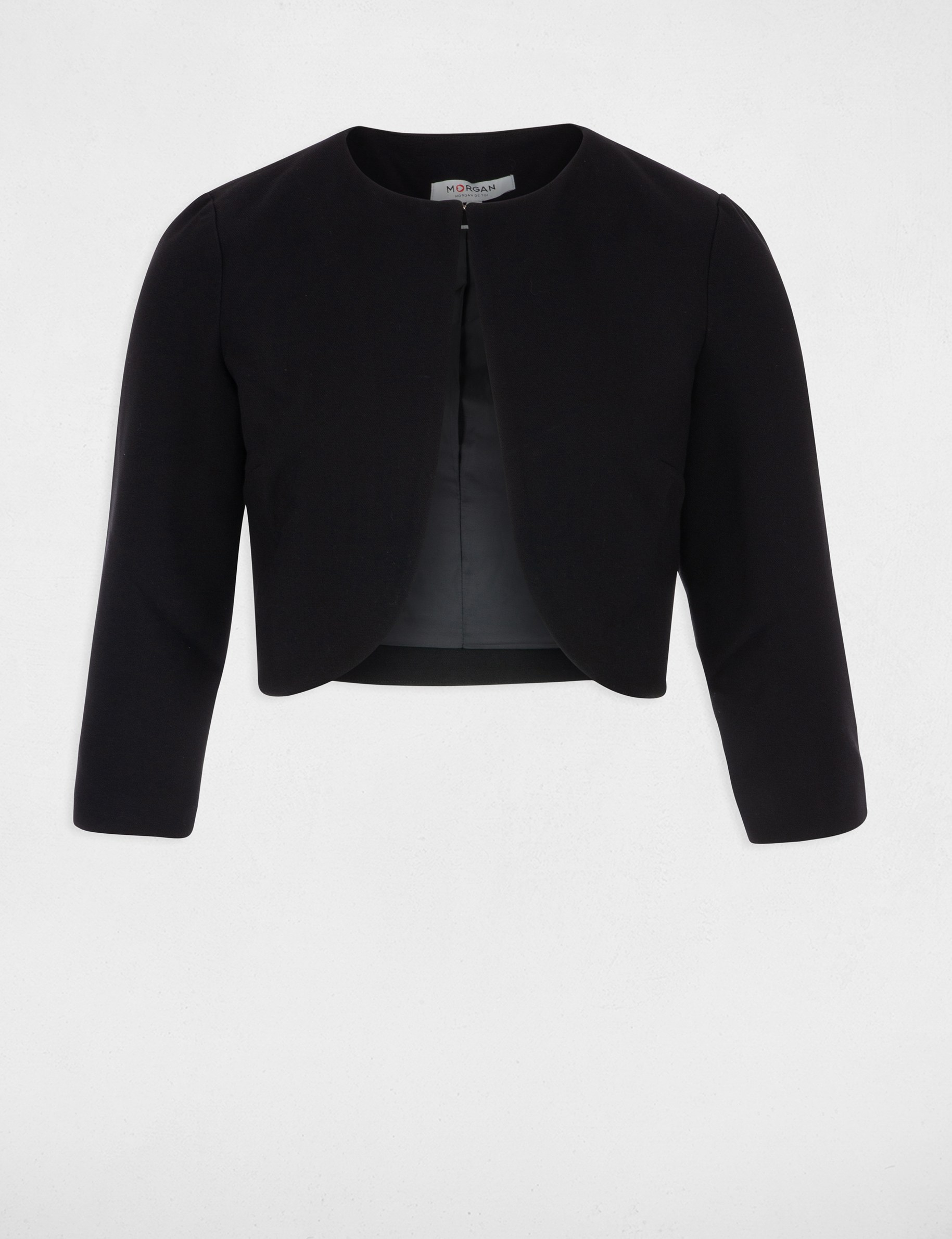 Veste boléro droite manches 3/4 noir femme Veste boléro droite manches 3/4 noir femme
