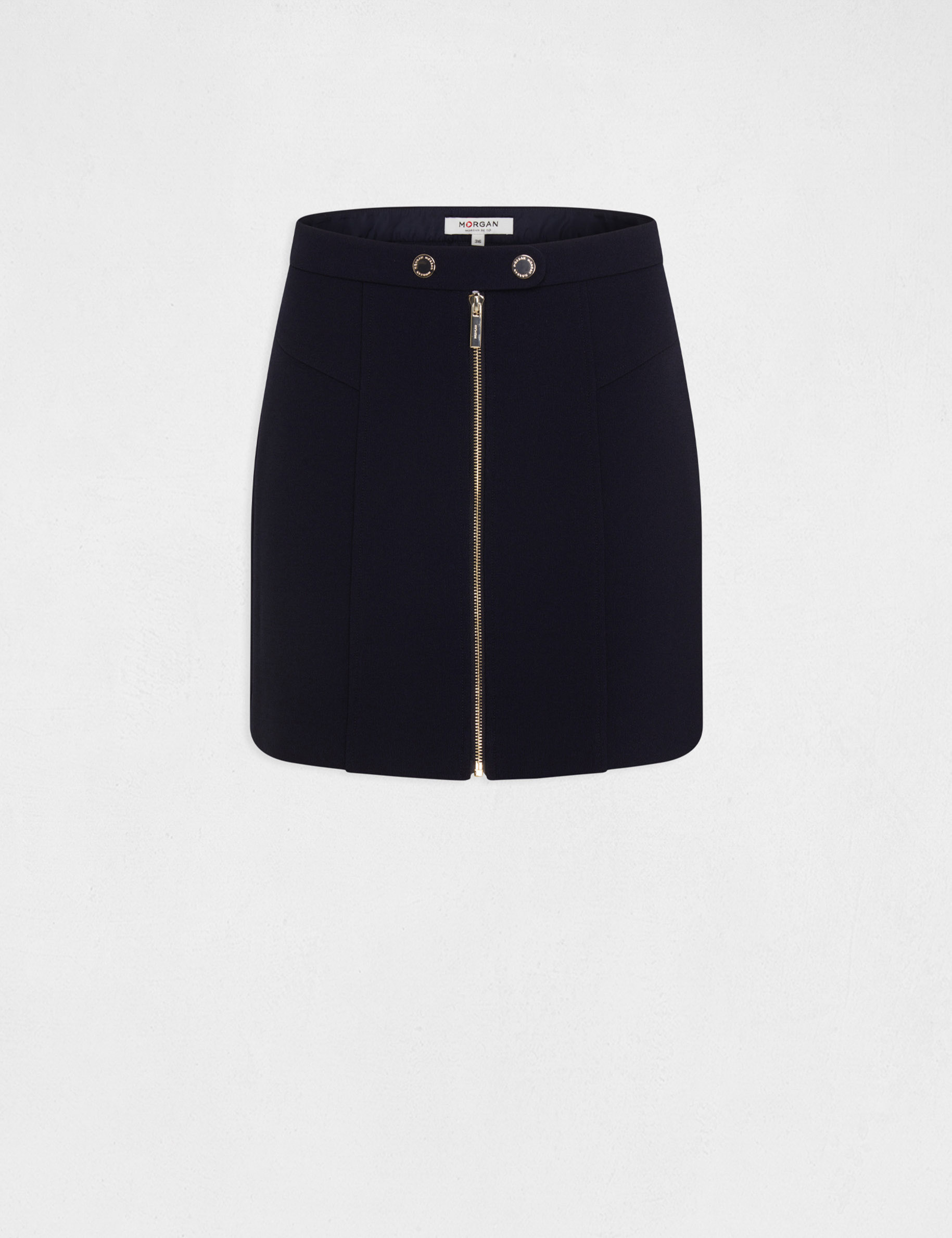 jupe trapeze zippee marine femme Jupe trapèze zippée marine femme