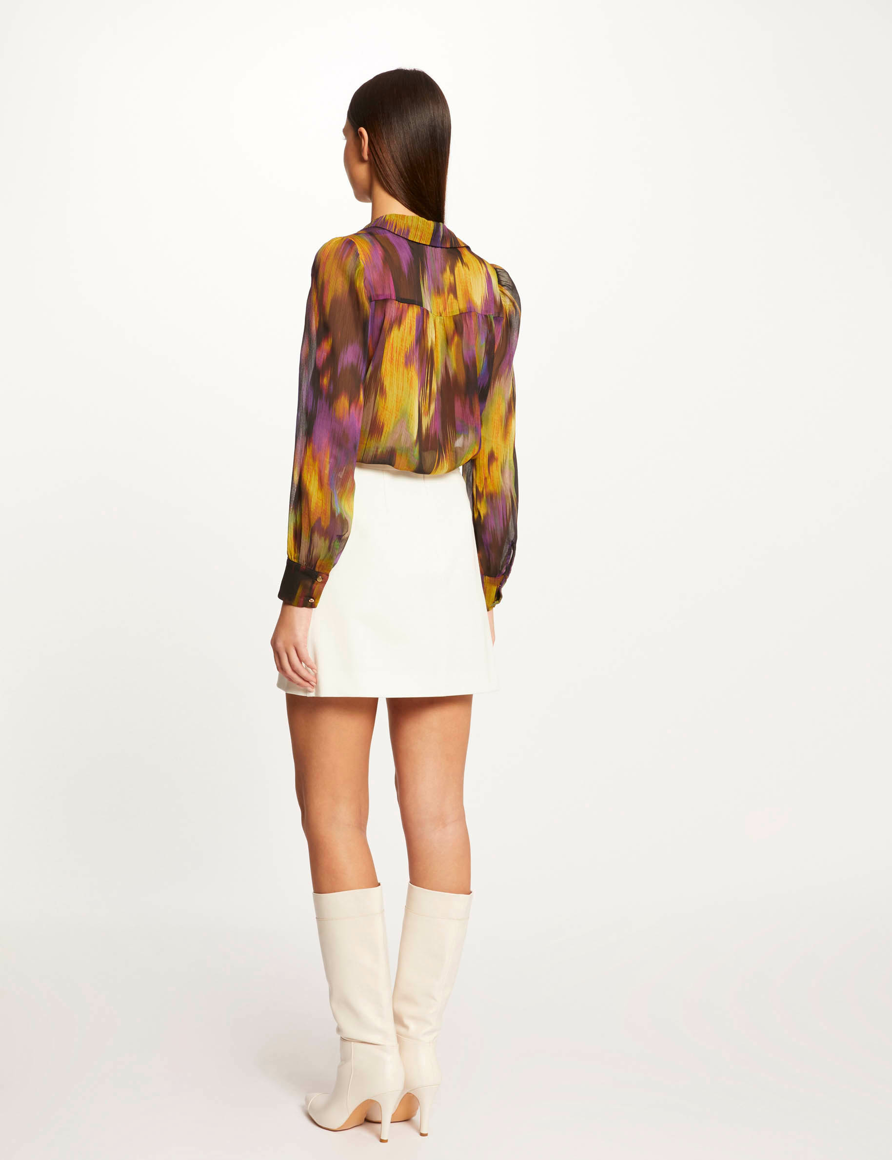 Chemise manches longues imprimé abstrait multico femme Chemise manches longues imprimé abstrait multico femme