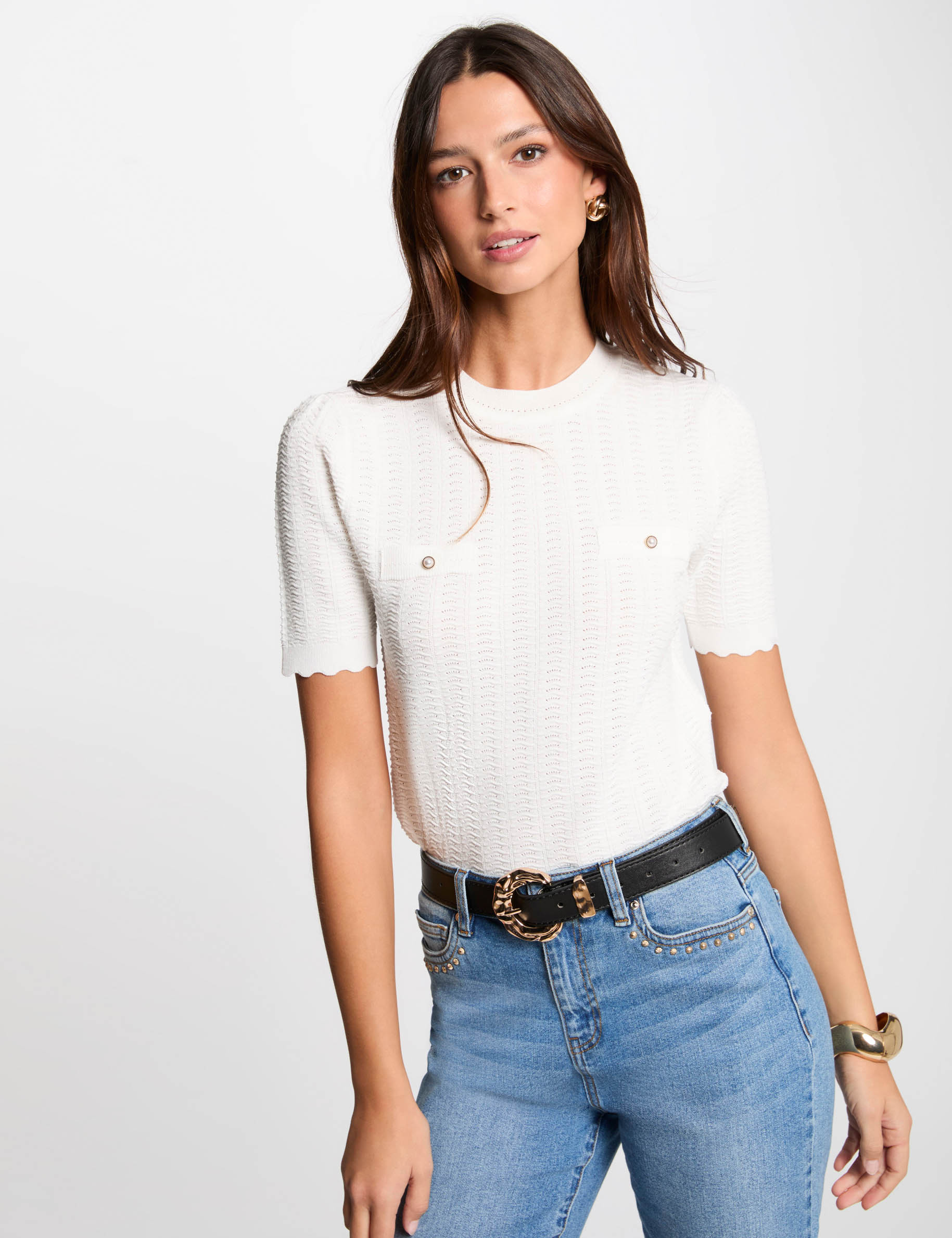 pull manches courtes blanc femme Pull manches courtes blanc femme