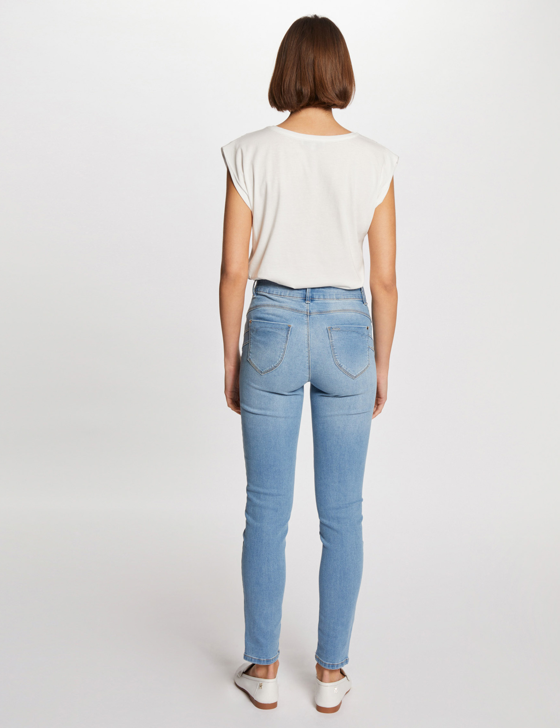 jeans slim taille standard denim bleach femme Jeans slim taille standard denim bleach femme