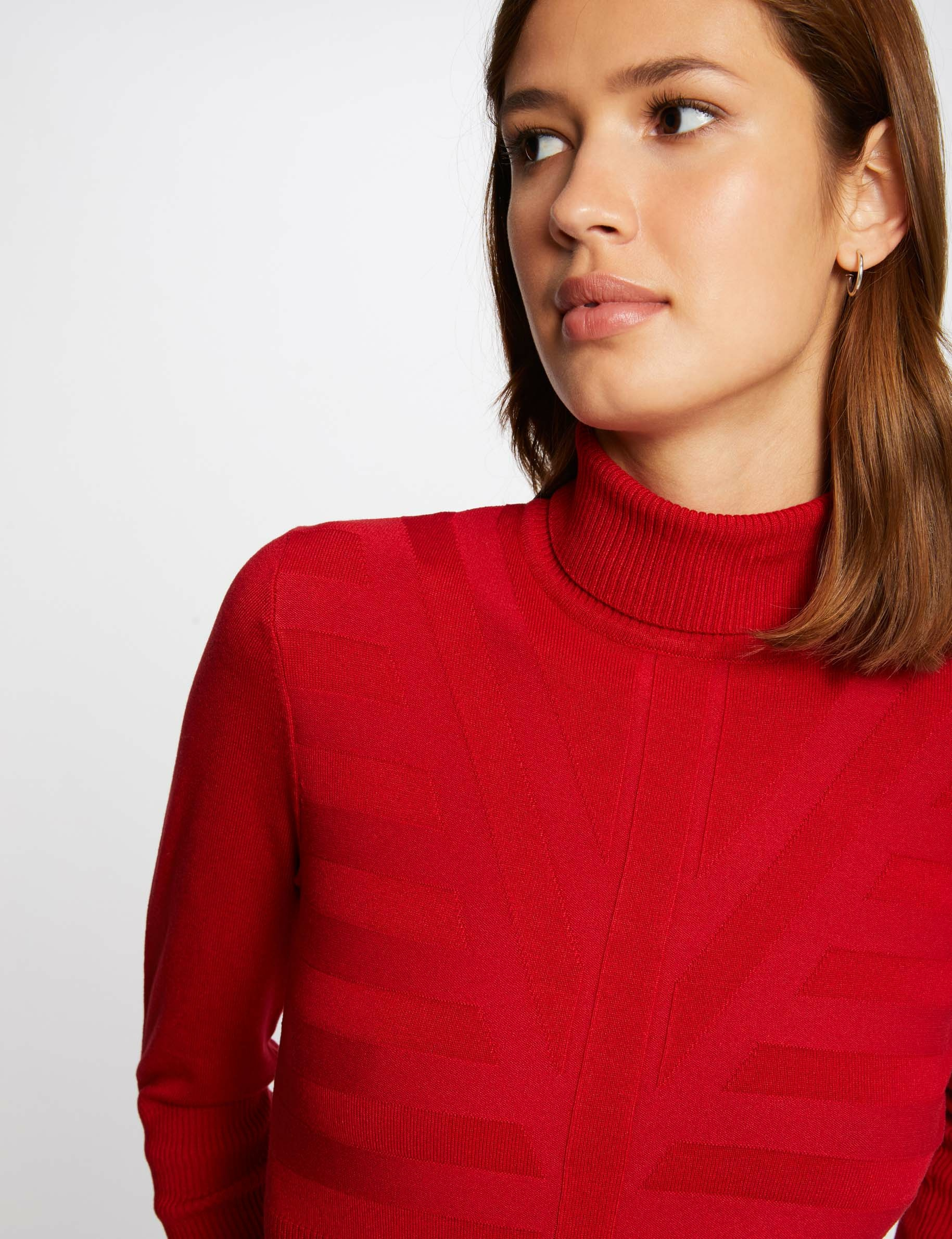 pull manches longues avec col roule rouge femme Pull manches longues avec col roulé rouge femme