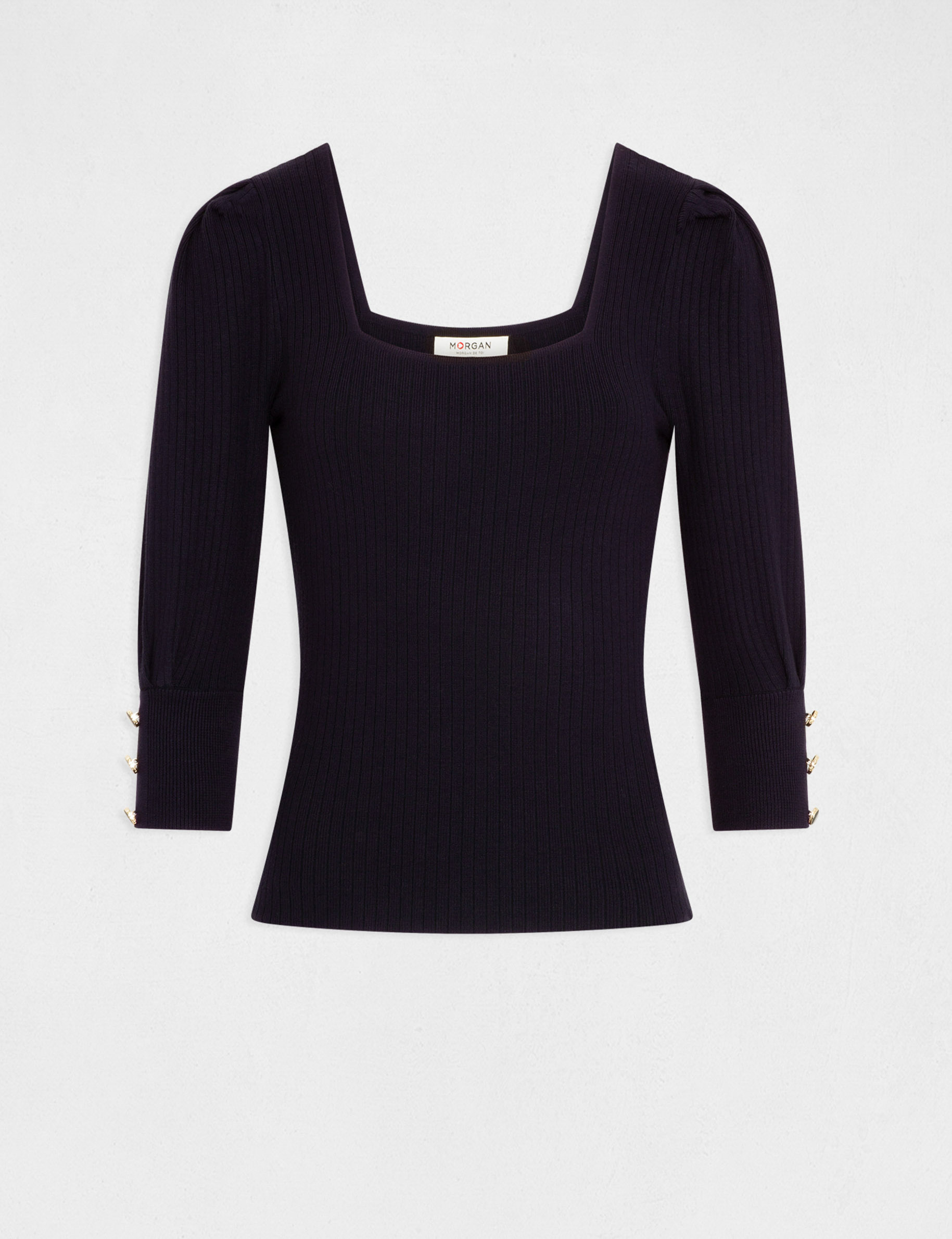 pull manches 34 bouffantes marine femme Pull manches 3/4 bouffantes marine femme