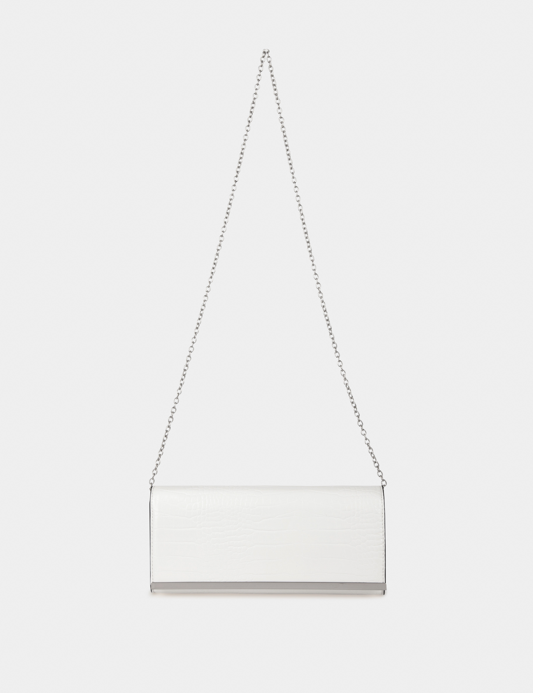 sac pochette effet croco blanc femme Sac pochette effet croco blanc femme
