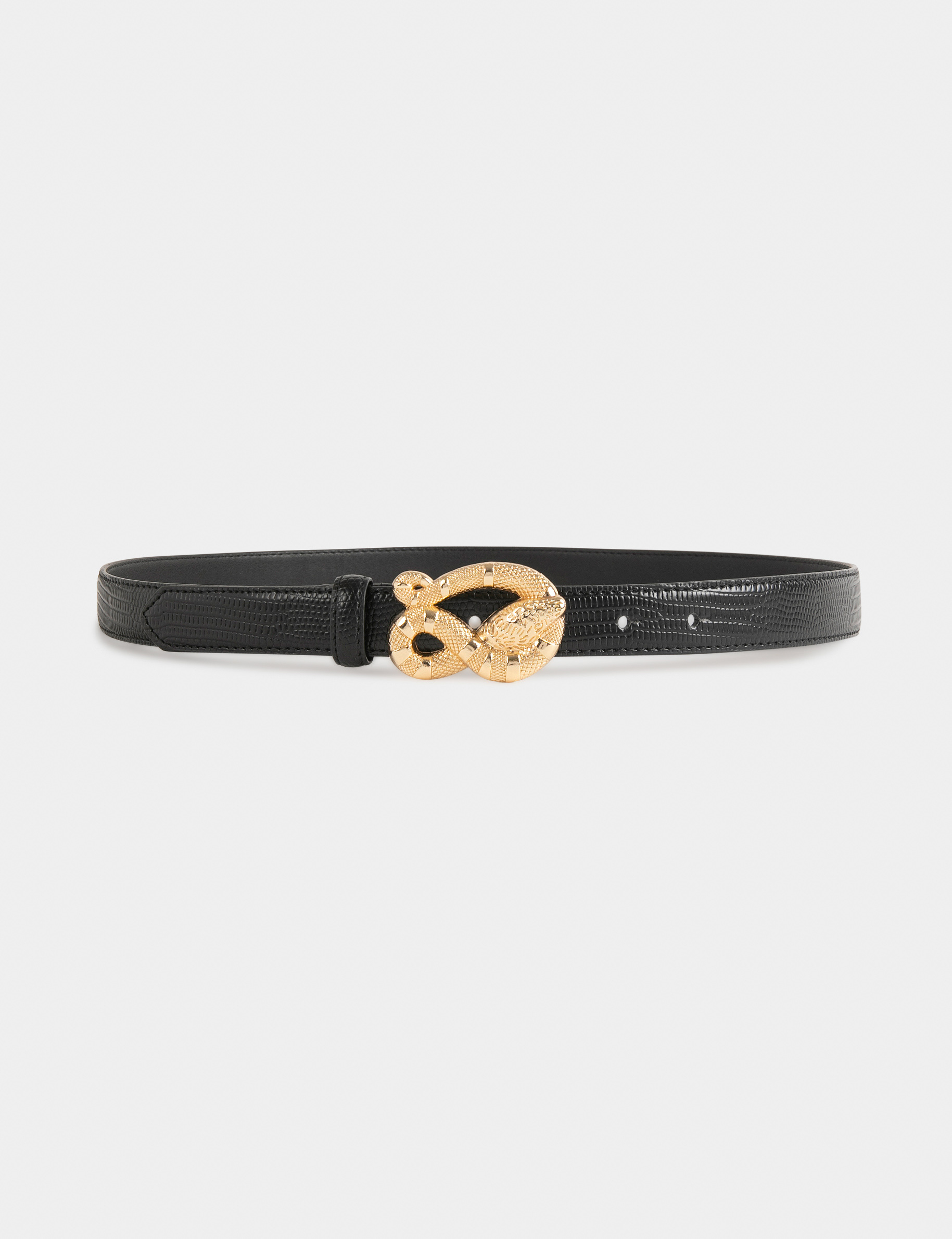 Ceinture effet python à boucle serpent noir femme Ceinture effet python à boucle serpent noir femme