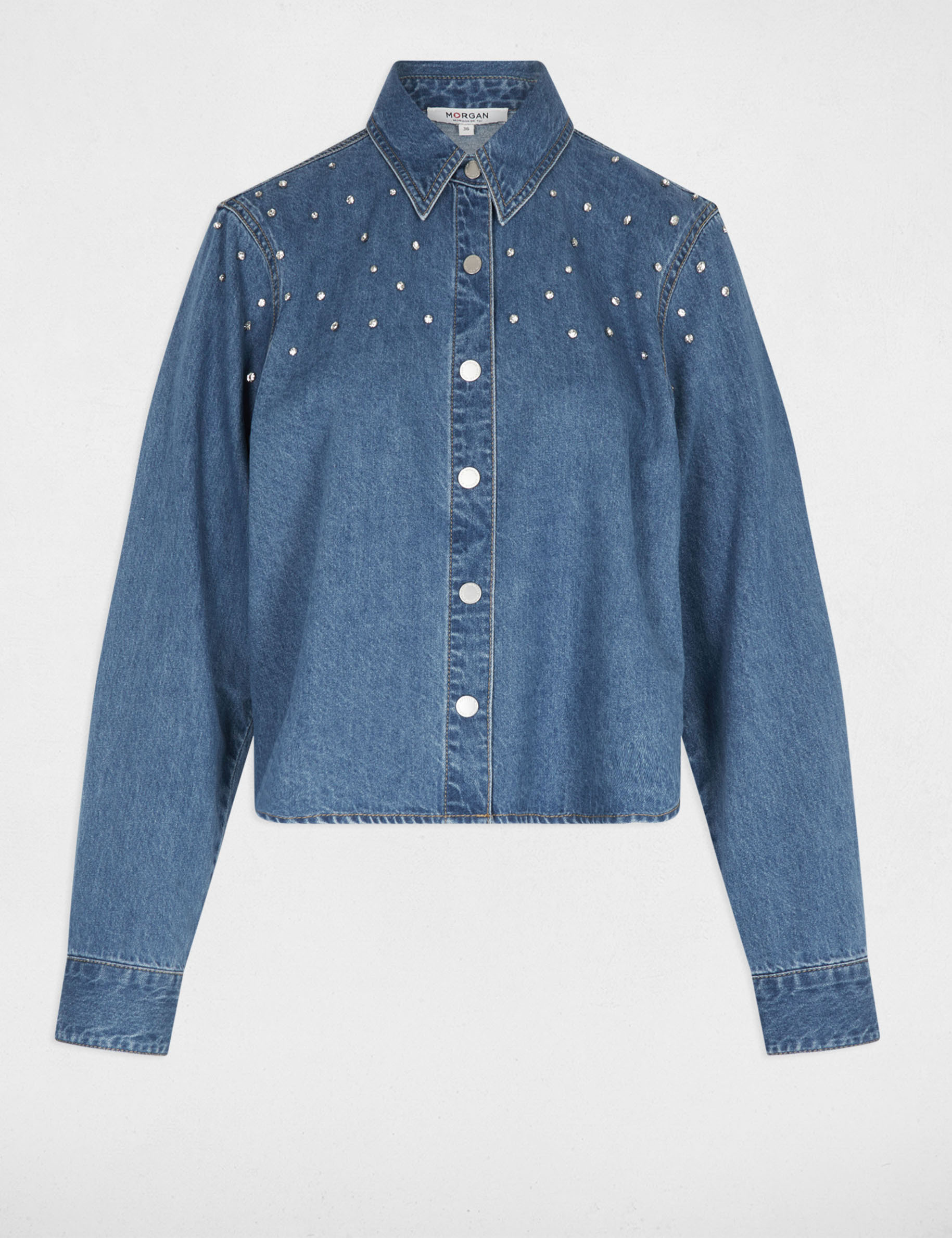 Chemise Femme Chambray Denim Ci Sono - Taille M, Manches Longues, Occasion Très Bon état