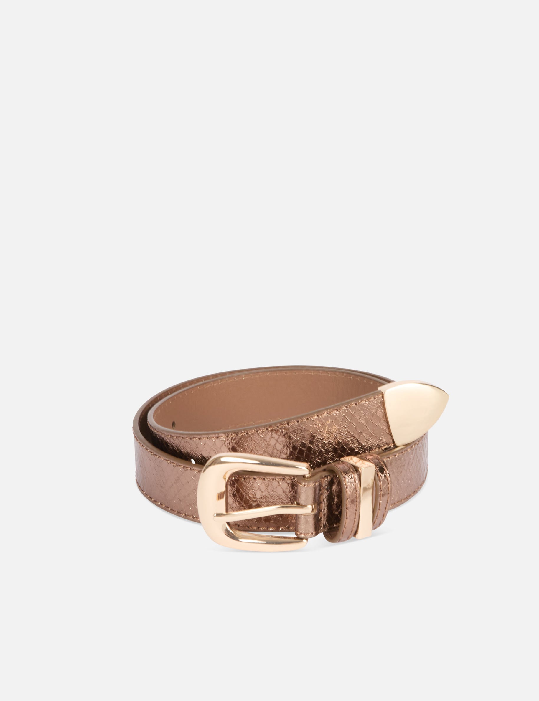 Ceinture effet animalier couleur cuivre femme