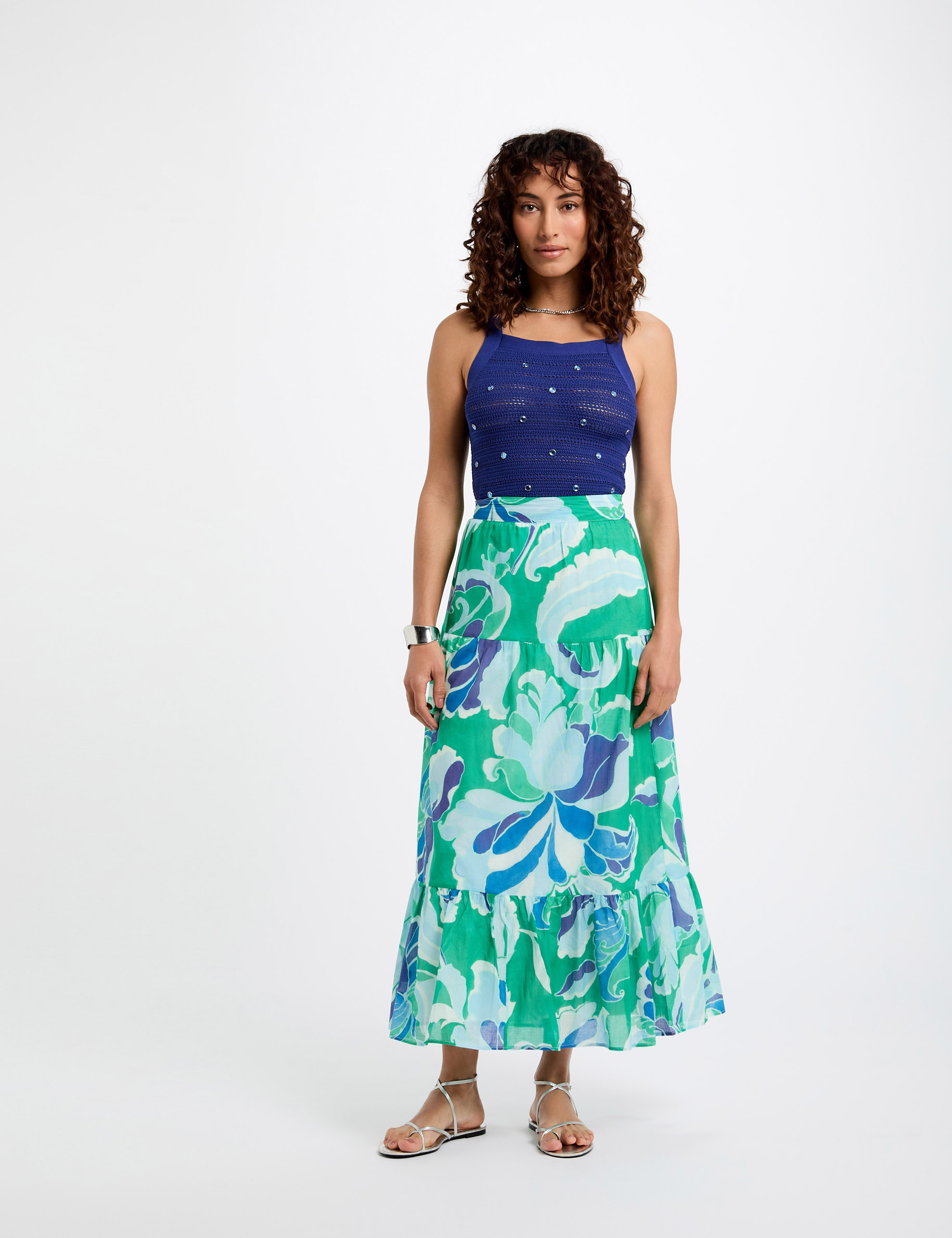 Only Tall - Robe chemise mi-longue à fleurs - Multicolore