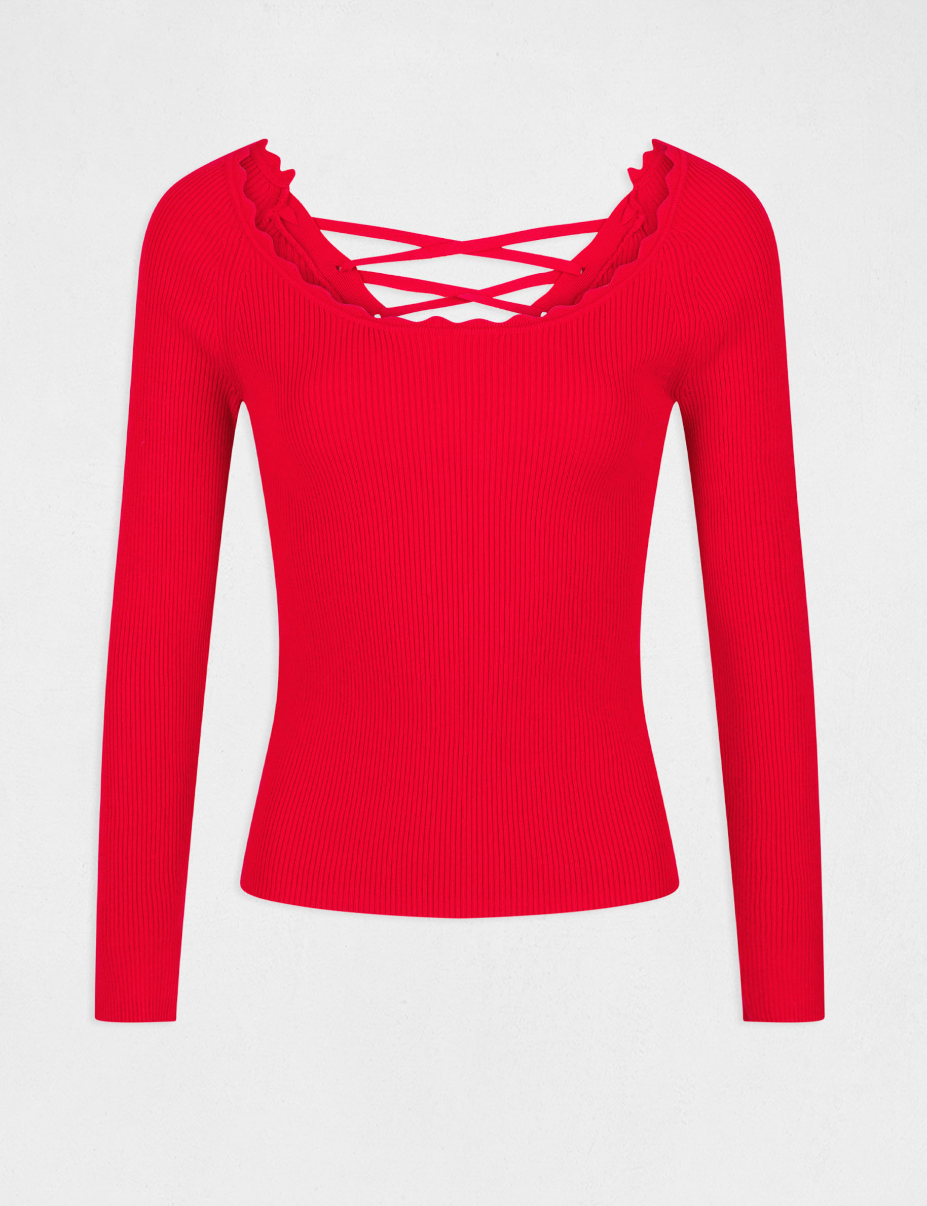 Pull manches longues avec col rond rouge femme Pull manches longues avec col rond rouge femme