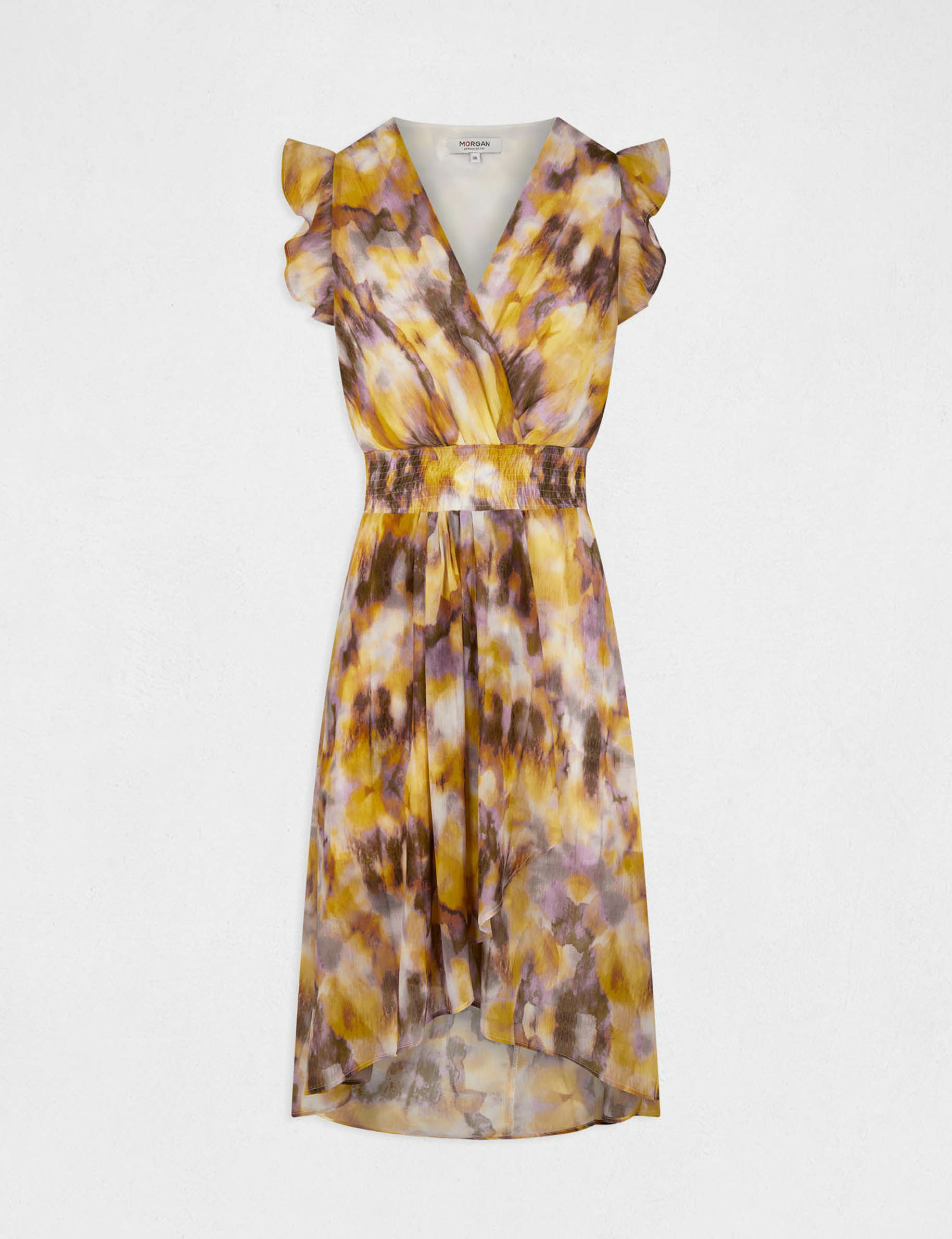 Robe midi cintrée imprimé abstrait multico femme Robe midi cintrée imprimé abstrait multico femme
