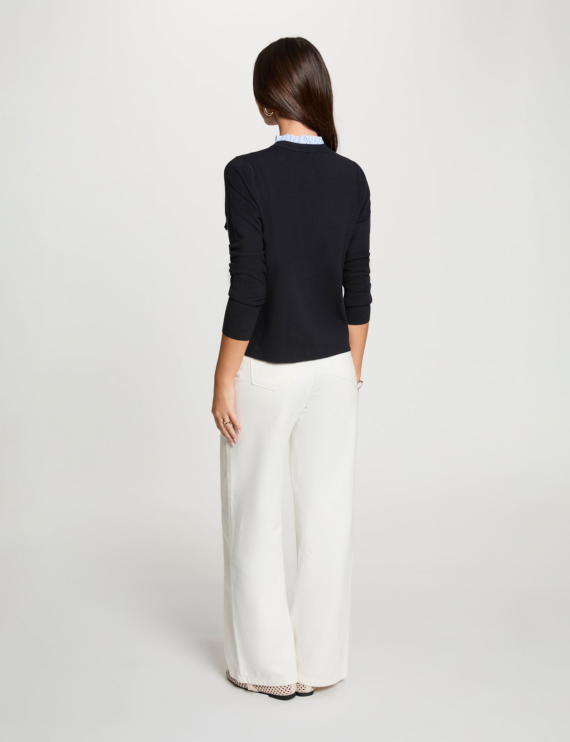Gilet col &agrave; revers bleu marine femme
