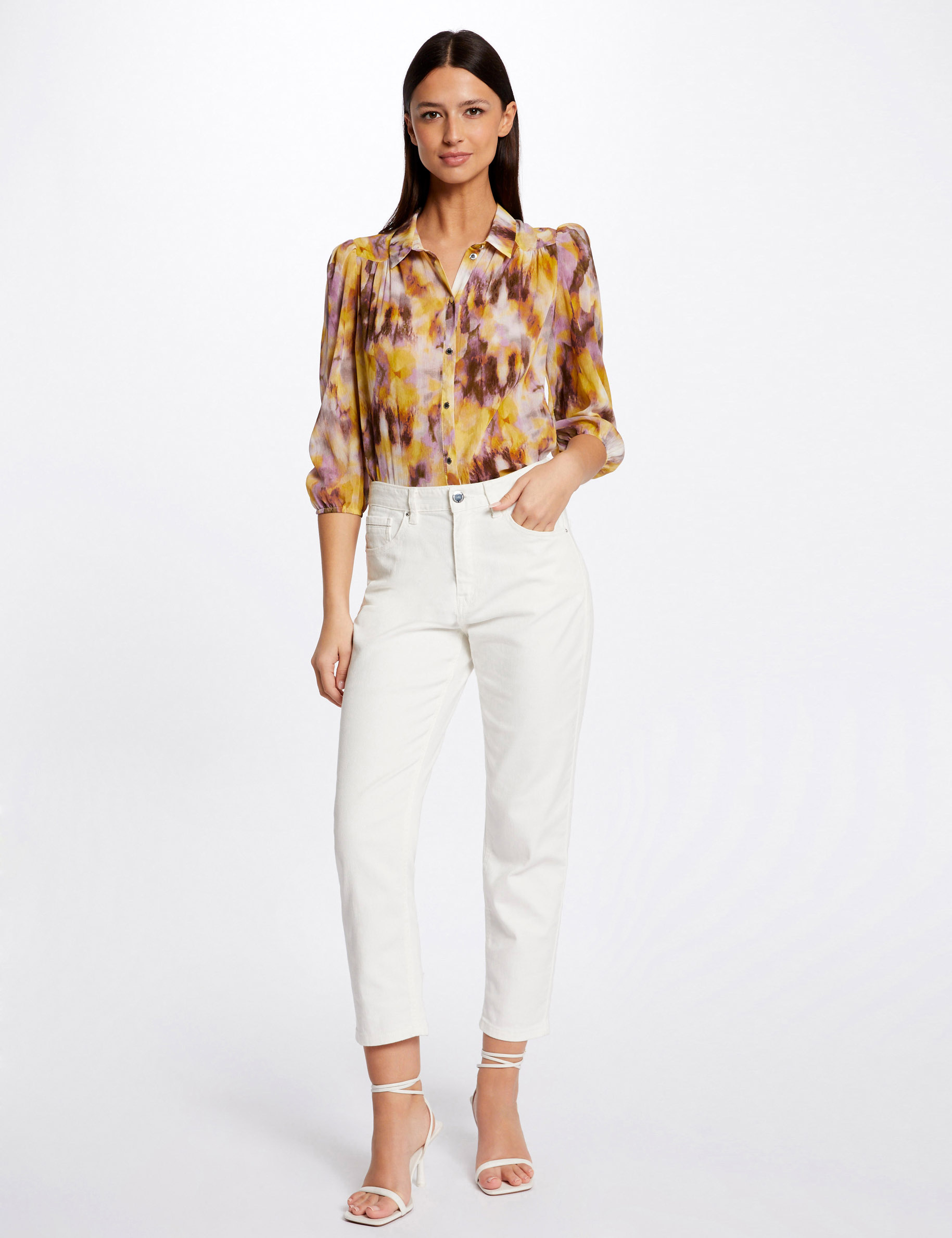 Chemise manches 3/4 imprimé abstrait multico femme Chemise manches 3/4 imprimé abstrait multico femme