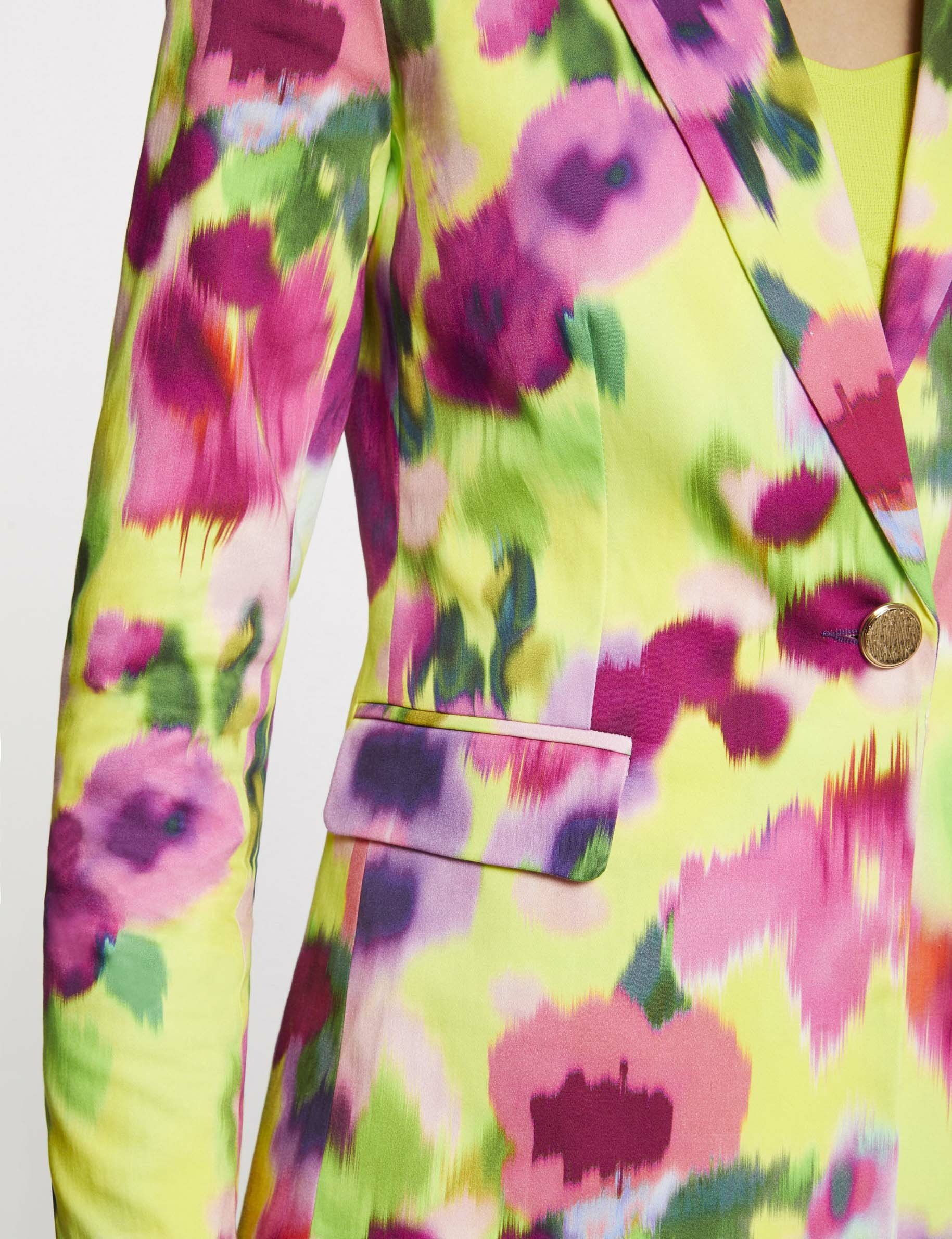 Veste cintrée satin imprimé abstrait multico femme
