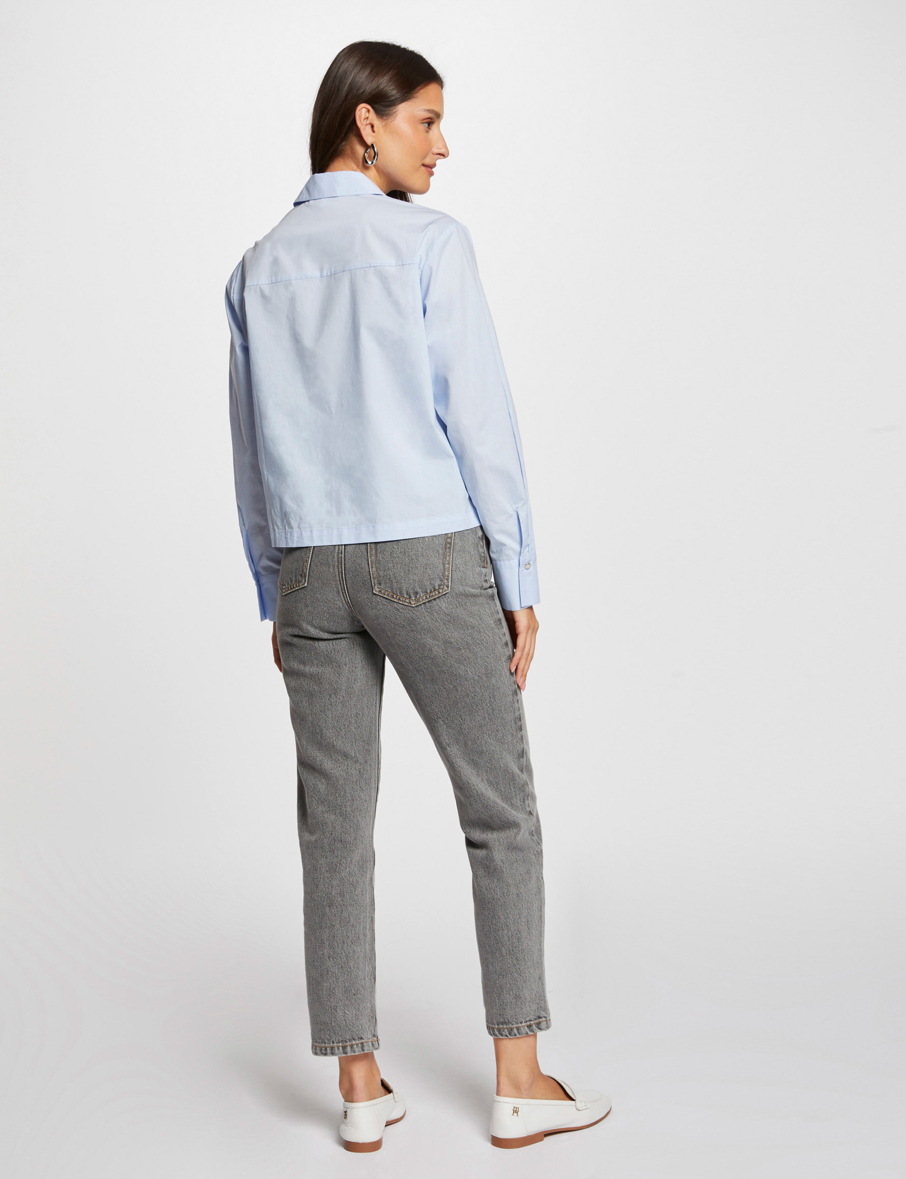chemise manches longues bleu moyen femme Chemise manches longues bleu moyen femme