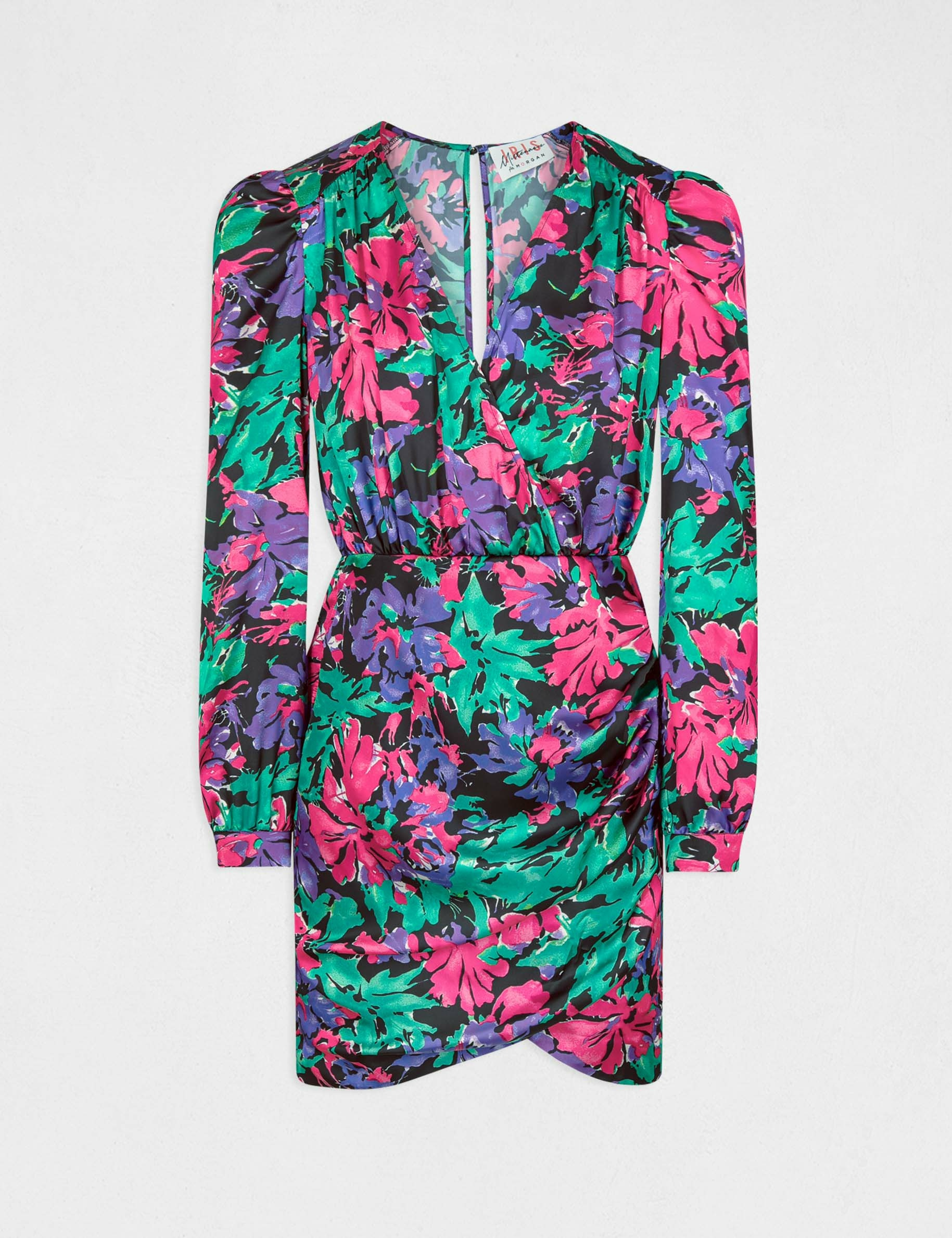 Robe ajustée drapée imprimé floral multico femme