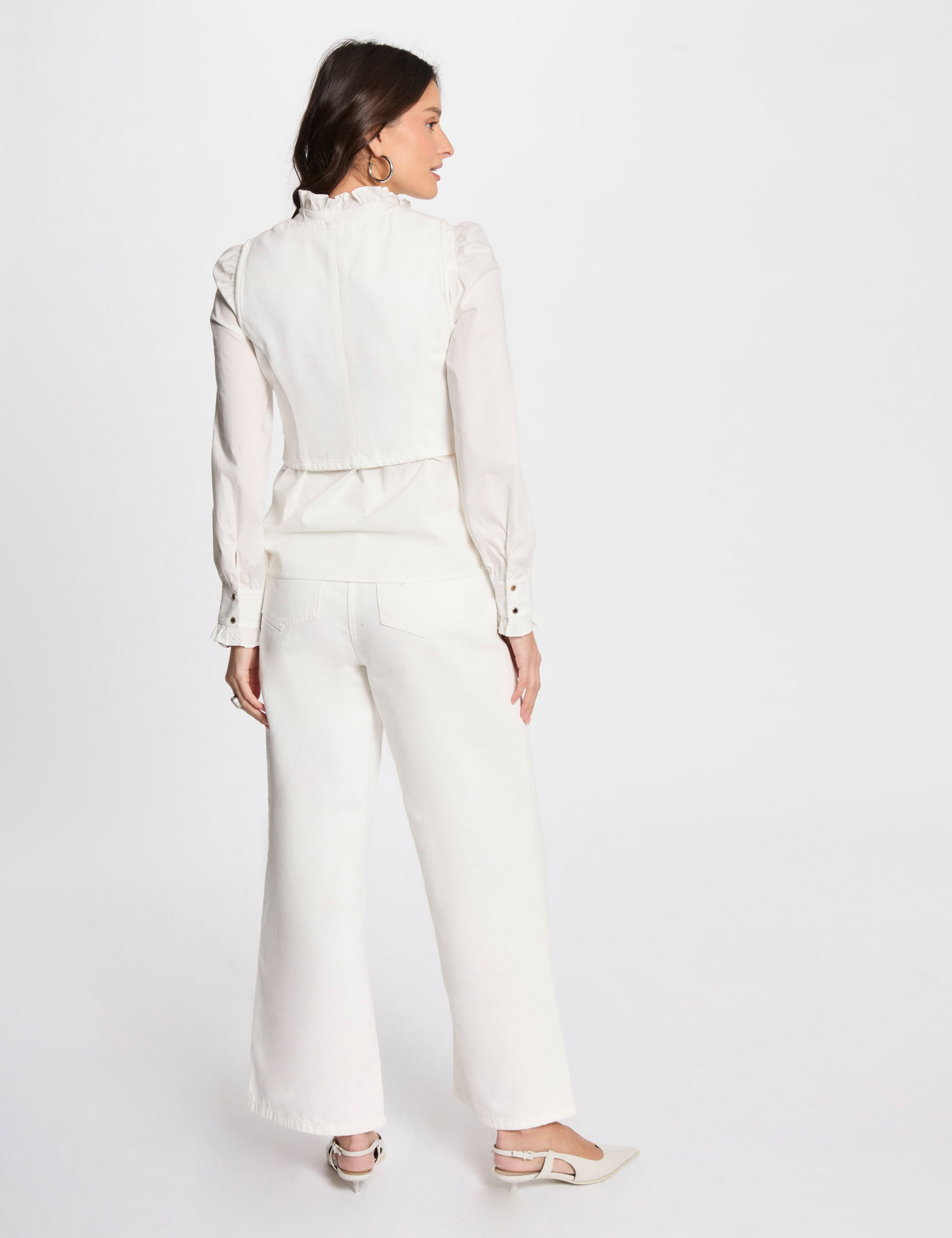 veston sans manches jean blanc femme Veston sans manches jean blanc femme