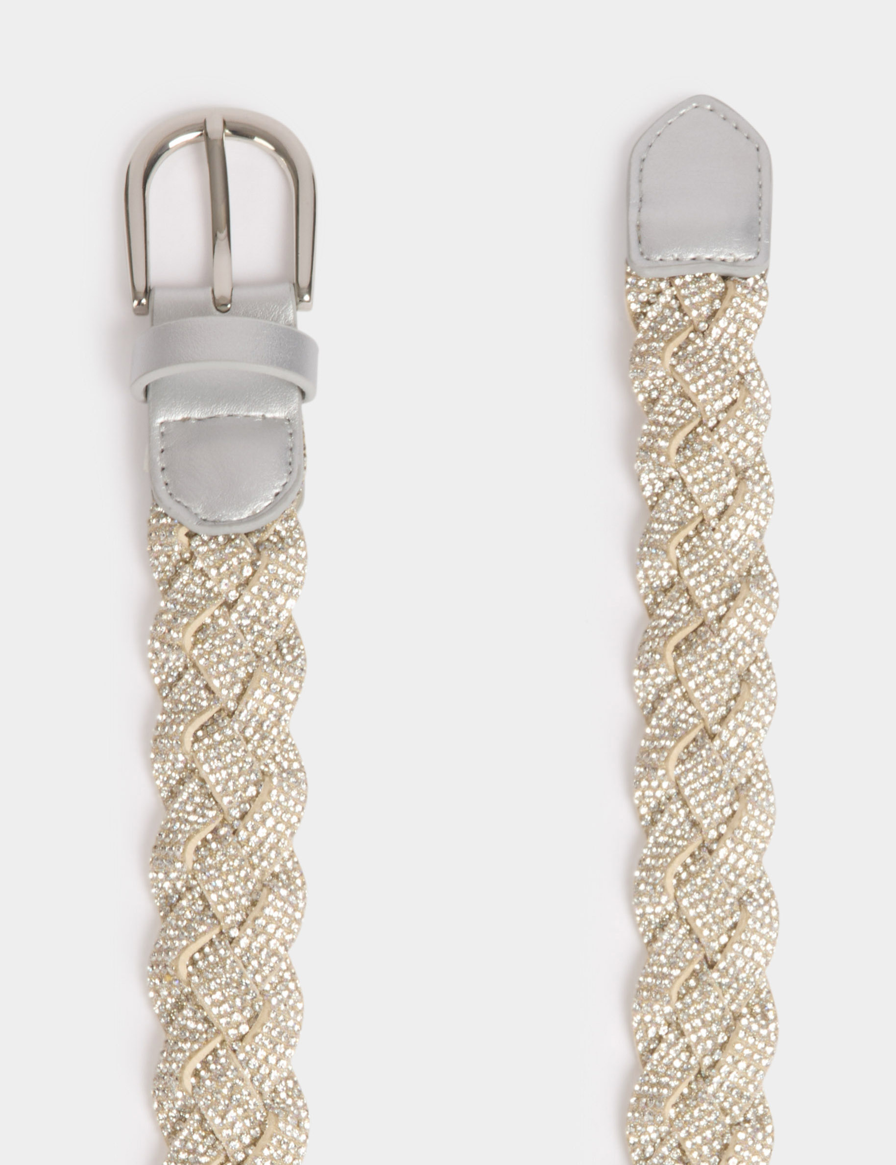 ceinture tressee strass couleur argent femme Ceinture tressée strass couleur argent femme