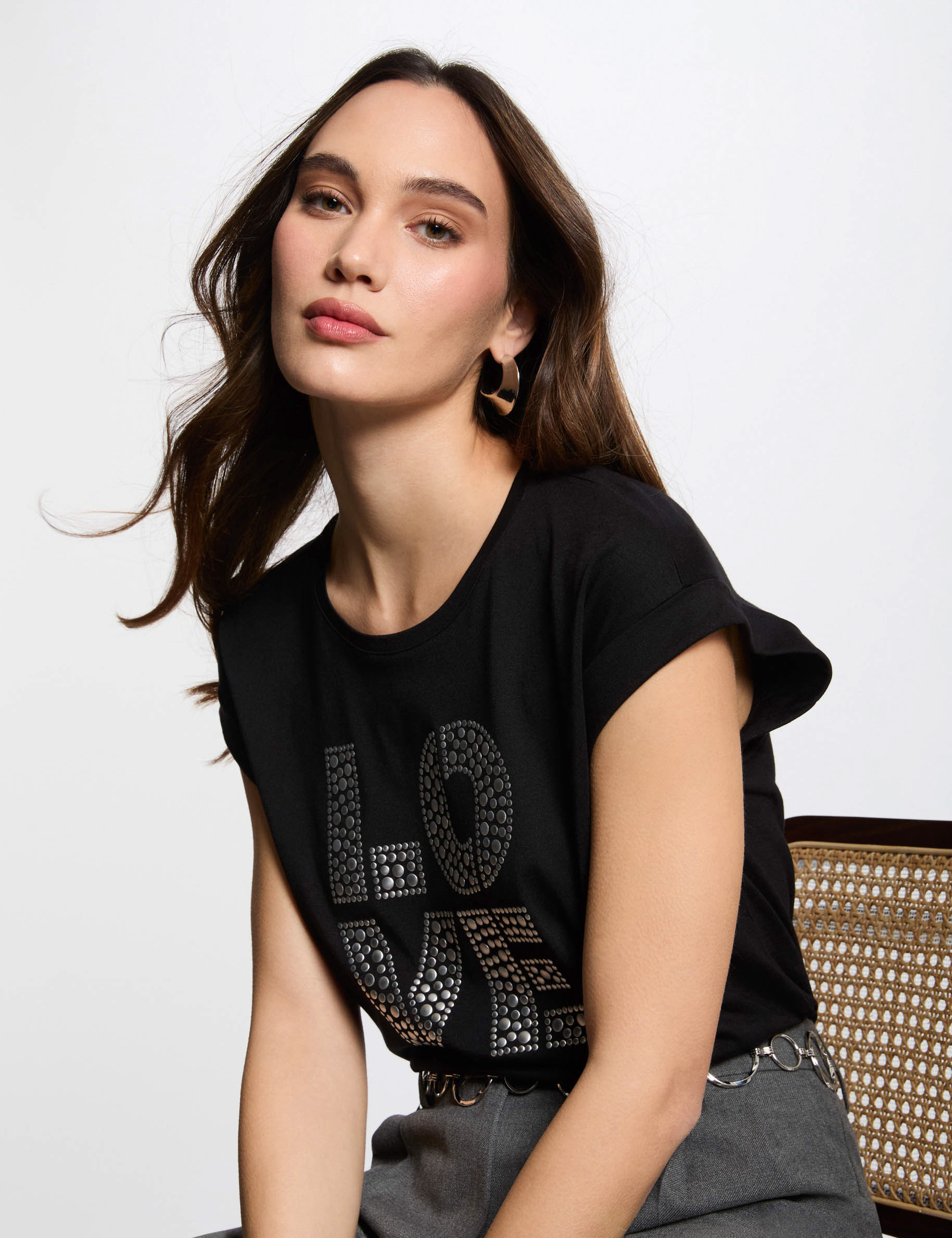 t shirt a inscription noir femme T-shirt à inscription noir femme