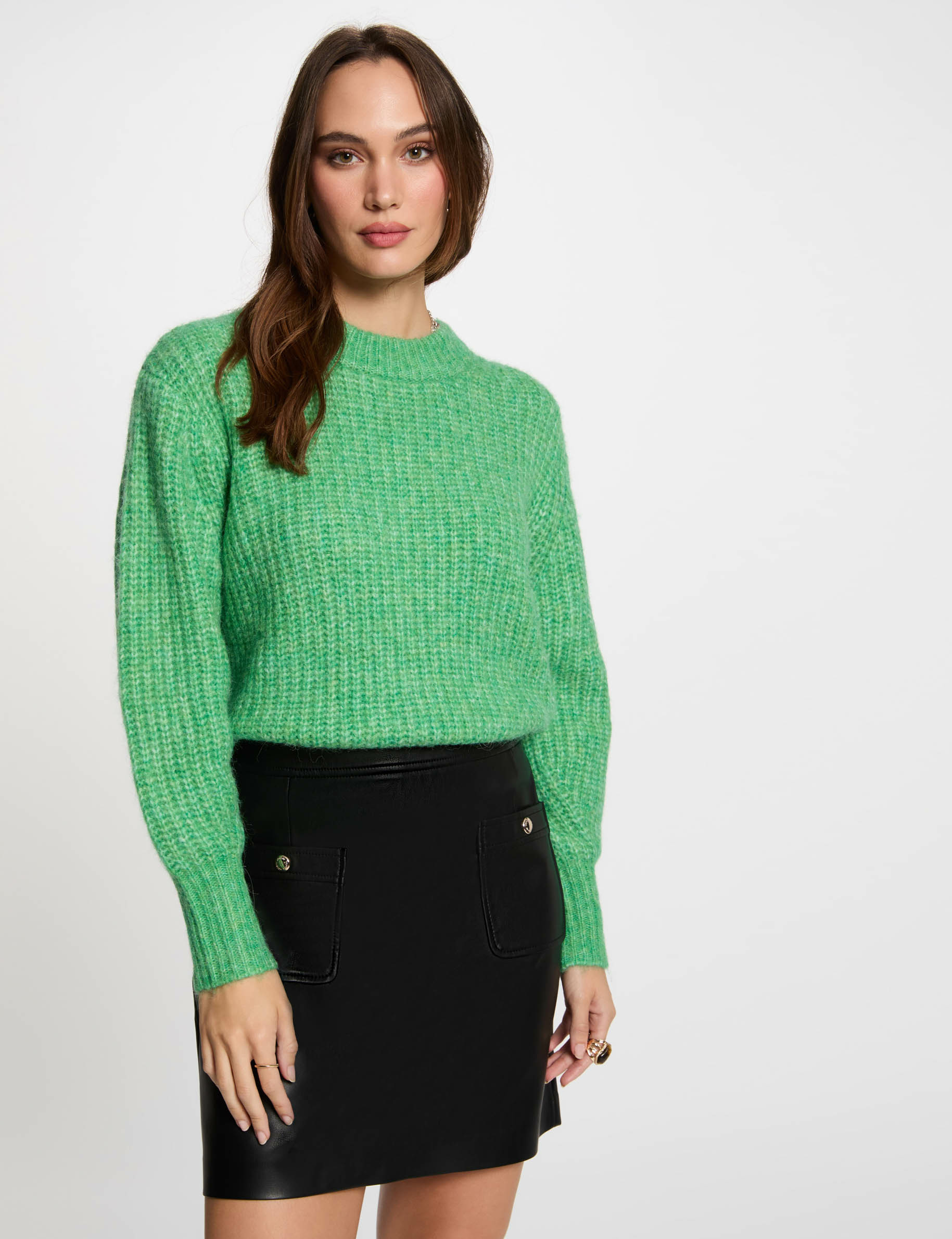 pull col rond manches longues vert menthe femme Pull col rond manches longues vert menthe femme