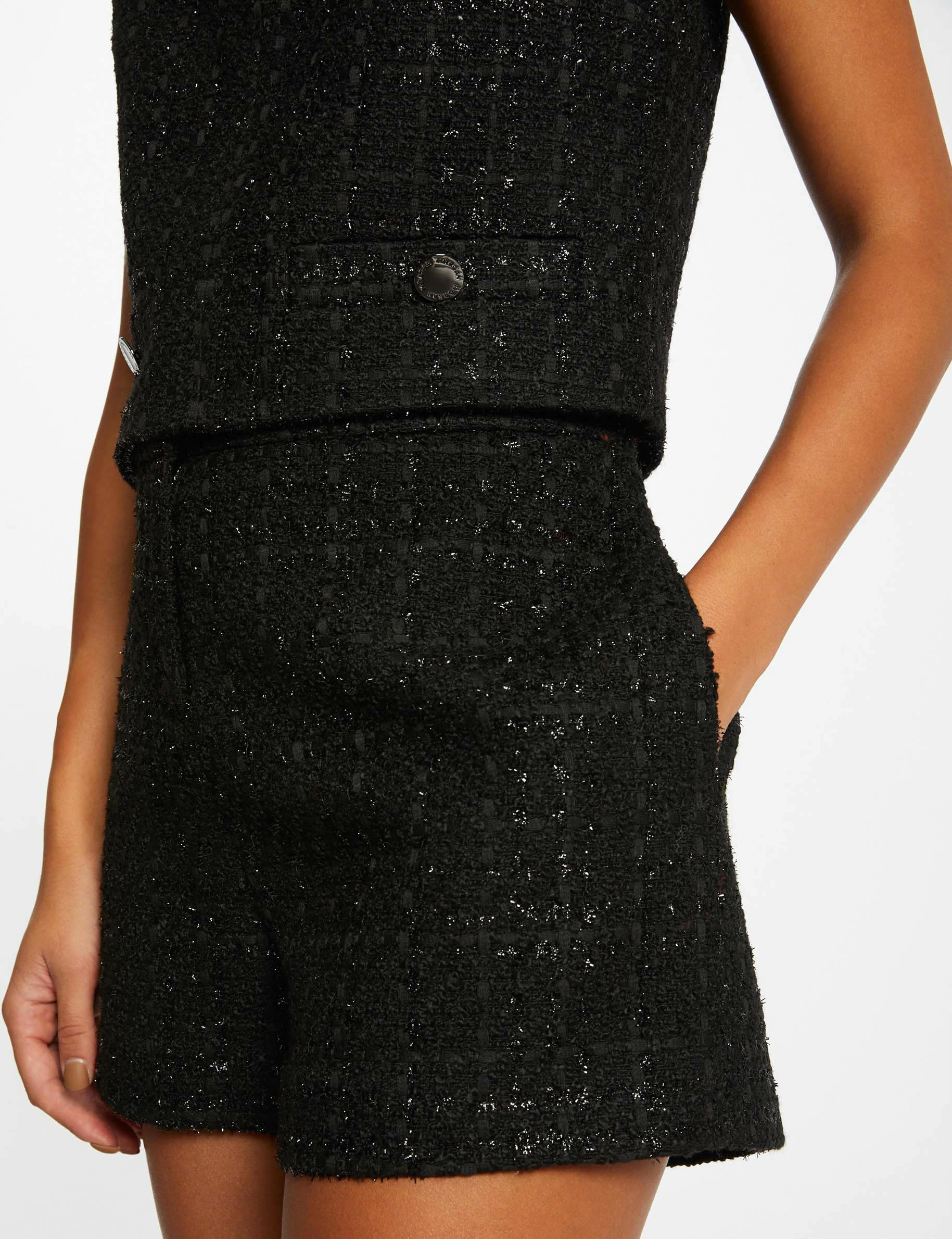 Short droit taille haute noir femme Short droit taille haute noir femme