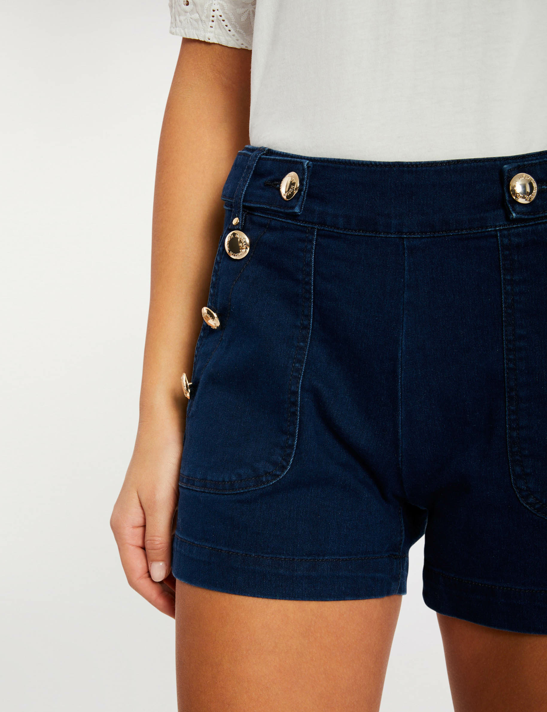 Short avec boutons jean brut femme