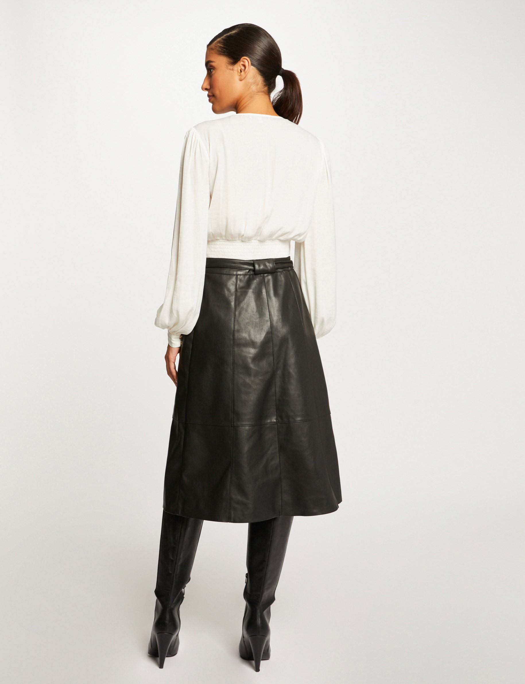 Blouse manches longues bouffantes ecru femme