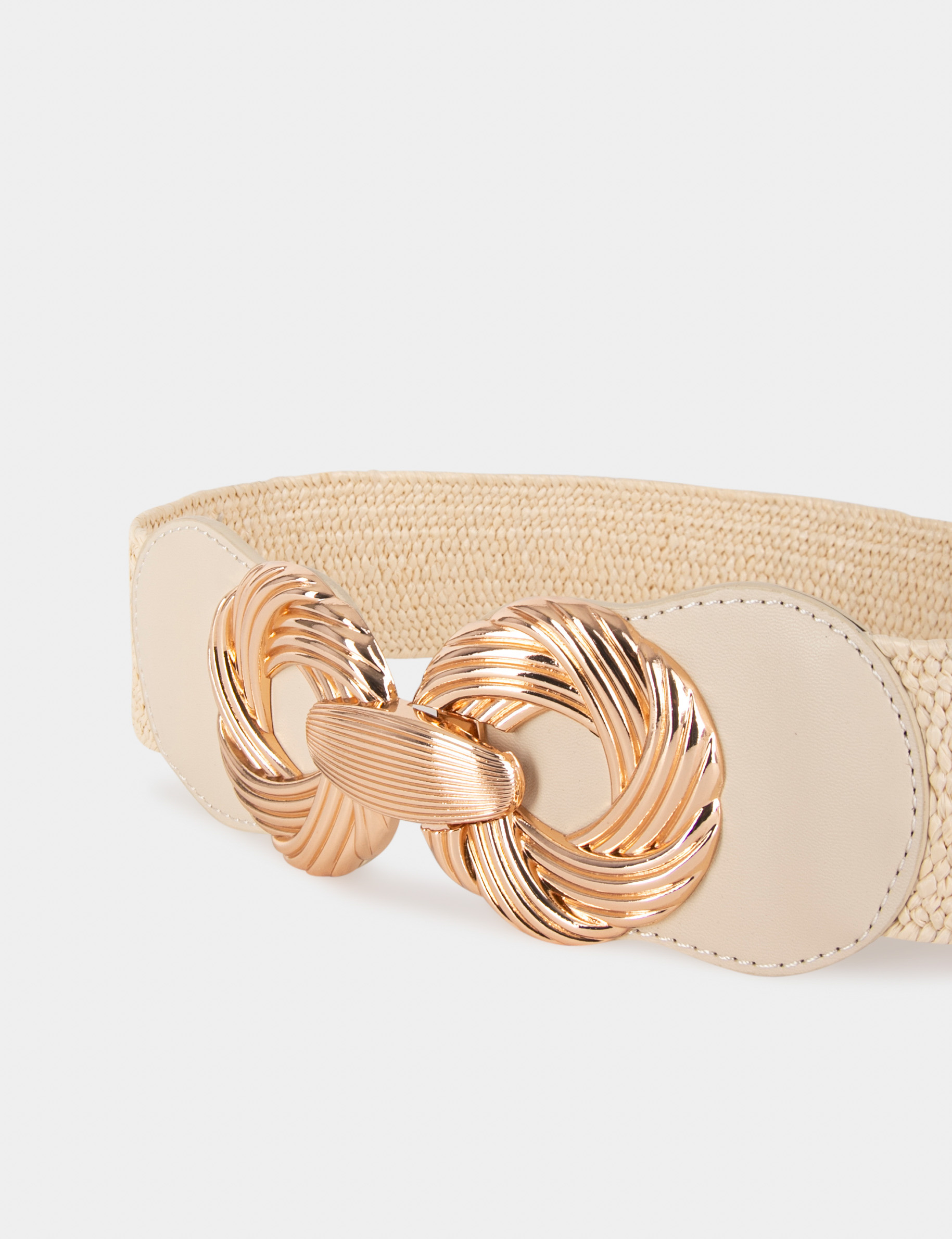 Ceinture élastiquée avec boucles beige femme
