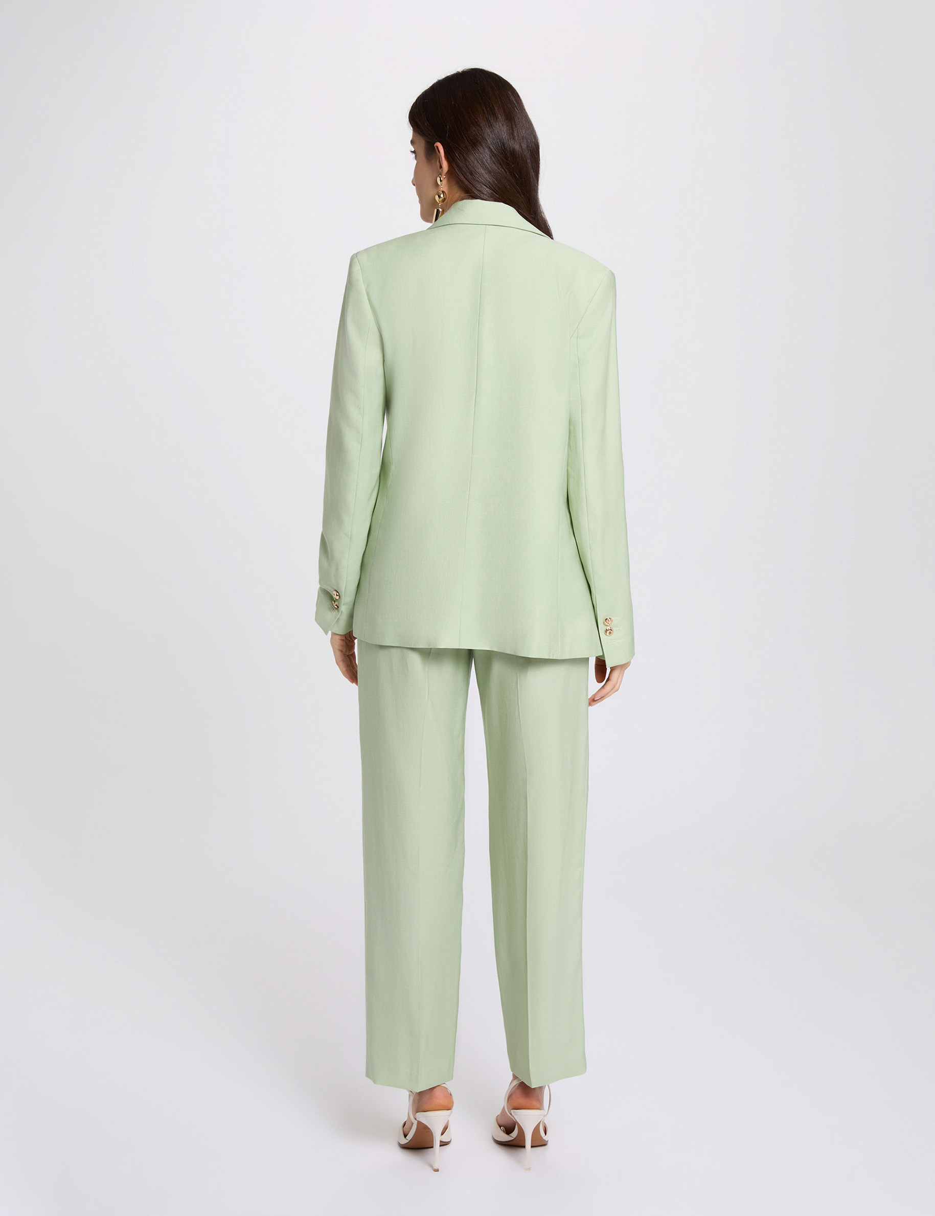 Veste ajust&eacute;e col tailleur vert pastel femme