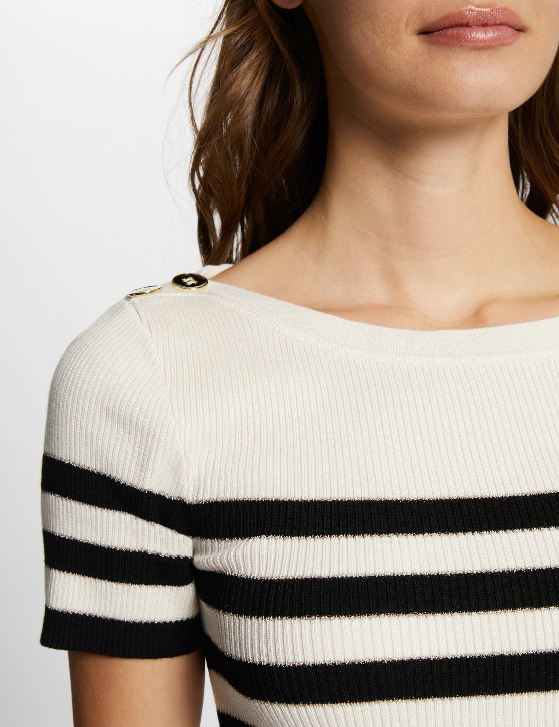 pull col rond a rayures ivoire femme Pull col rond à rayures ivoire femme