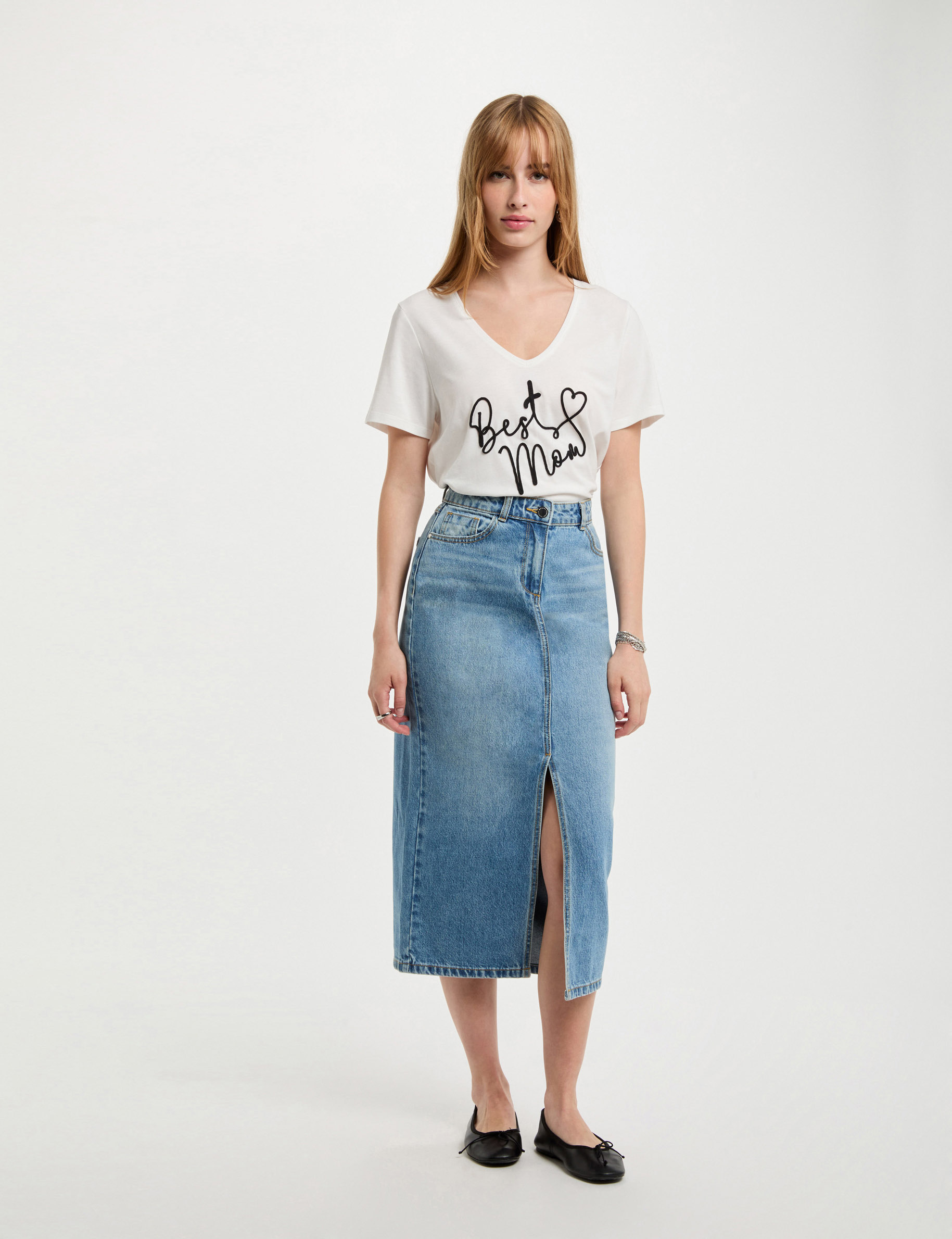 T-shirt à inscription blanc femme