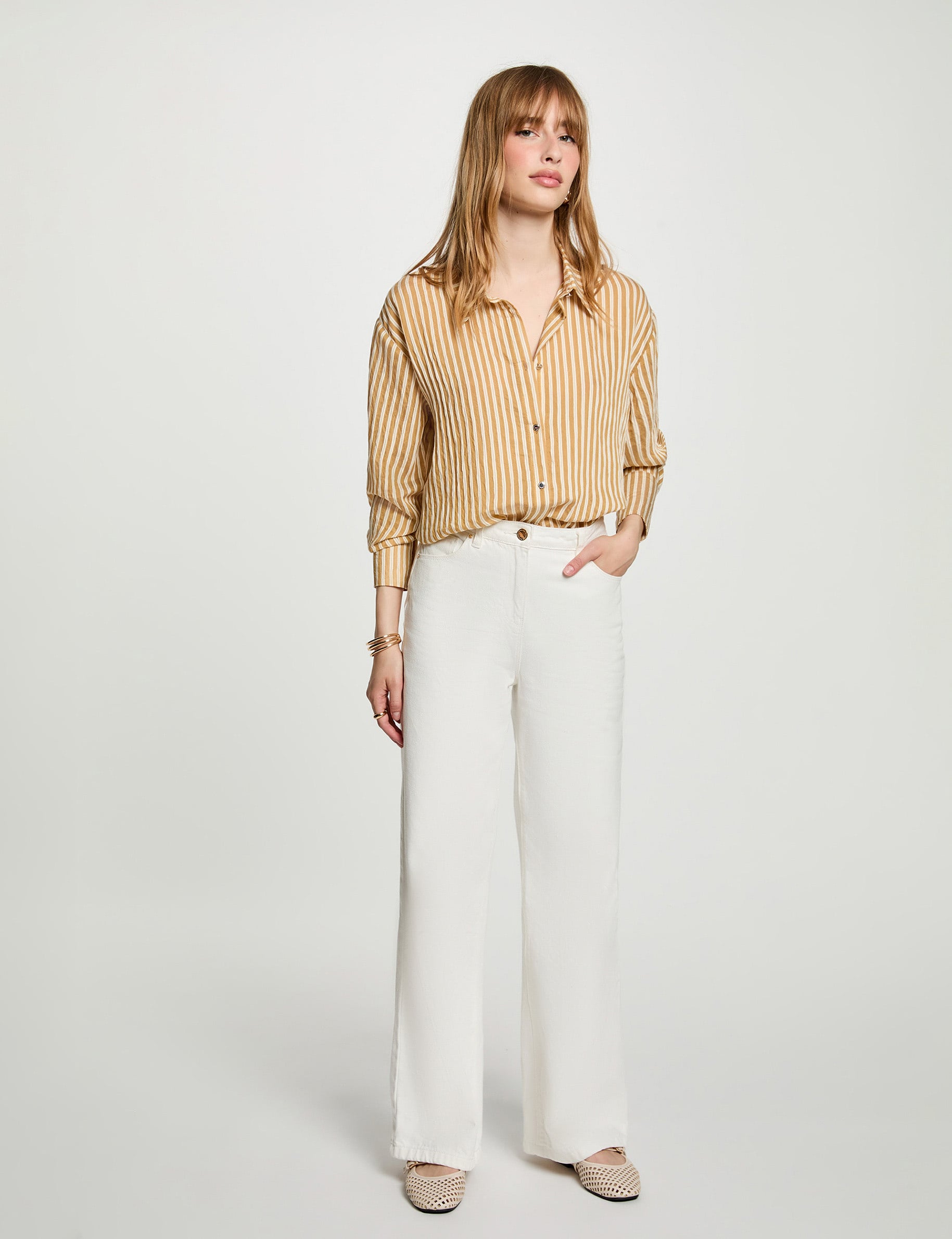 Chemise ray&eacute;e col &agrave; revers multicolore femme