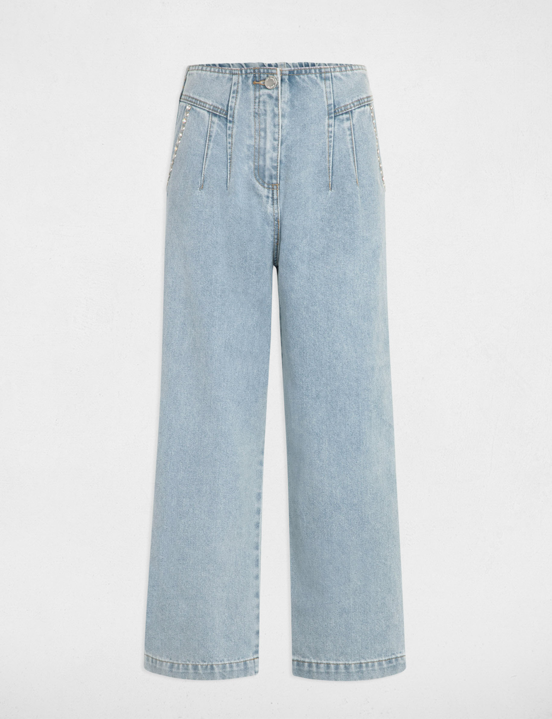 jeans large 78eme clous jean bleached femme Jeans large 7/8ème clous jean bleached femme
