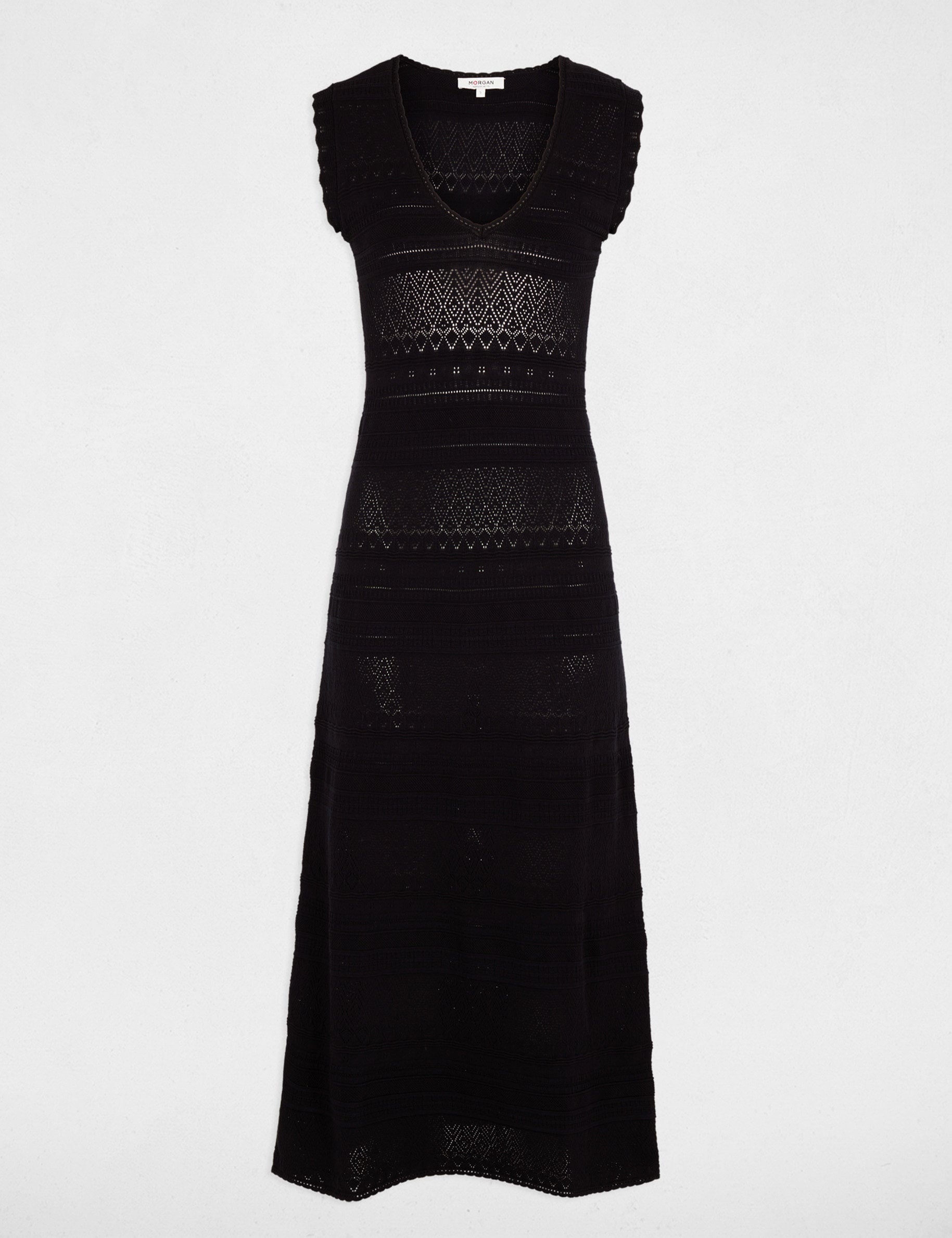 Robe tricot col v bleu marine femme