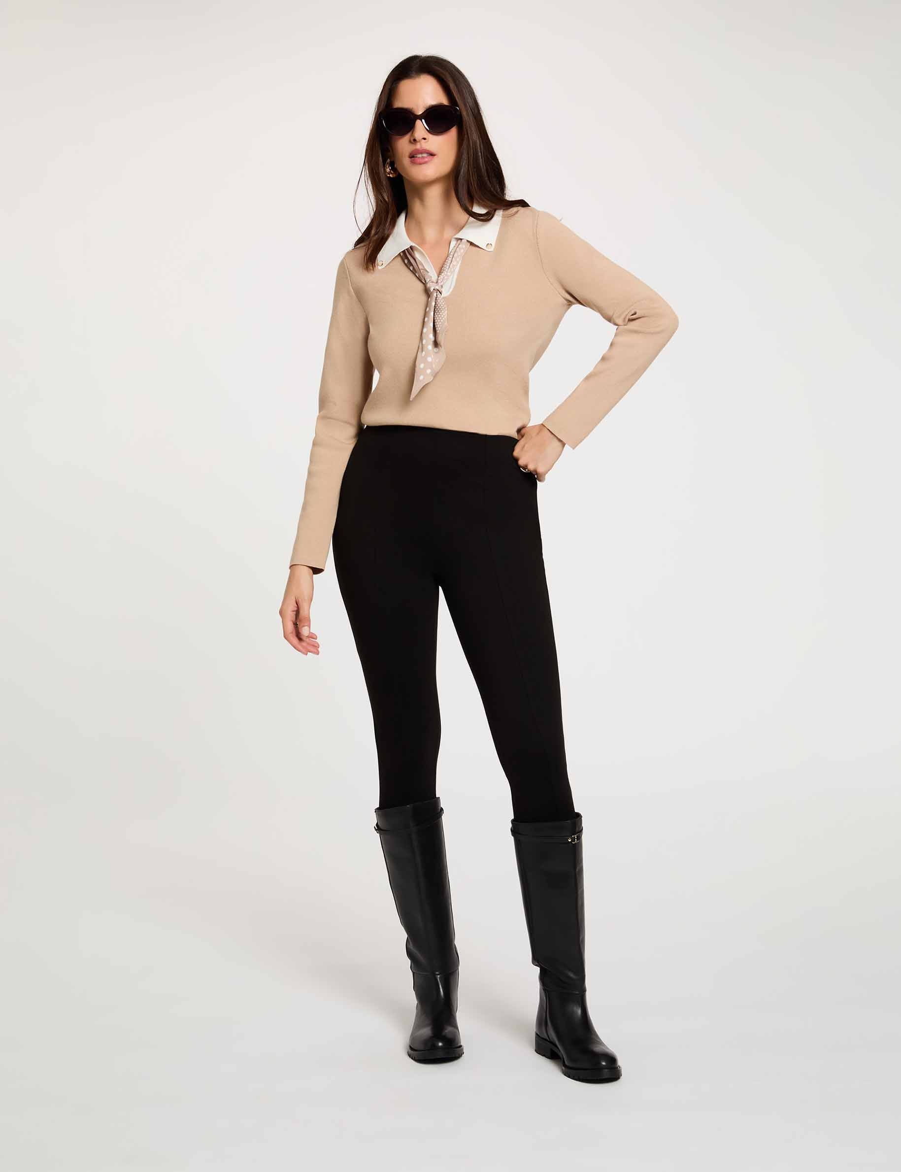 Pantalon legging uni noir femme
