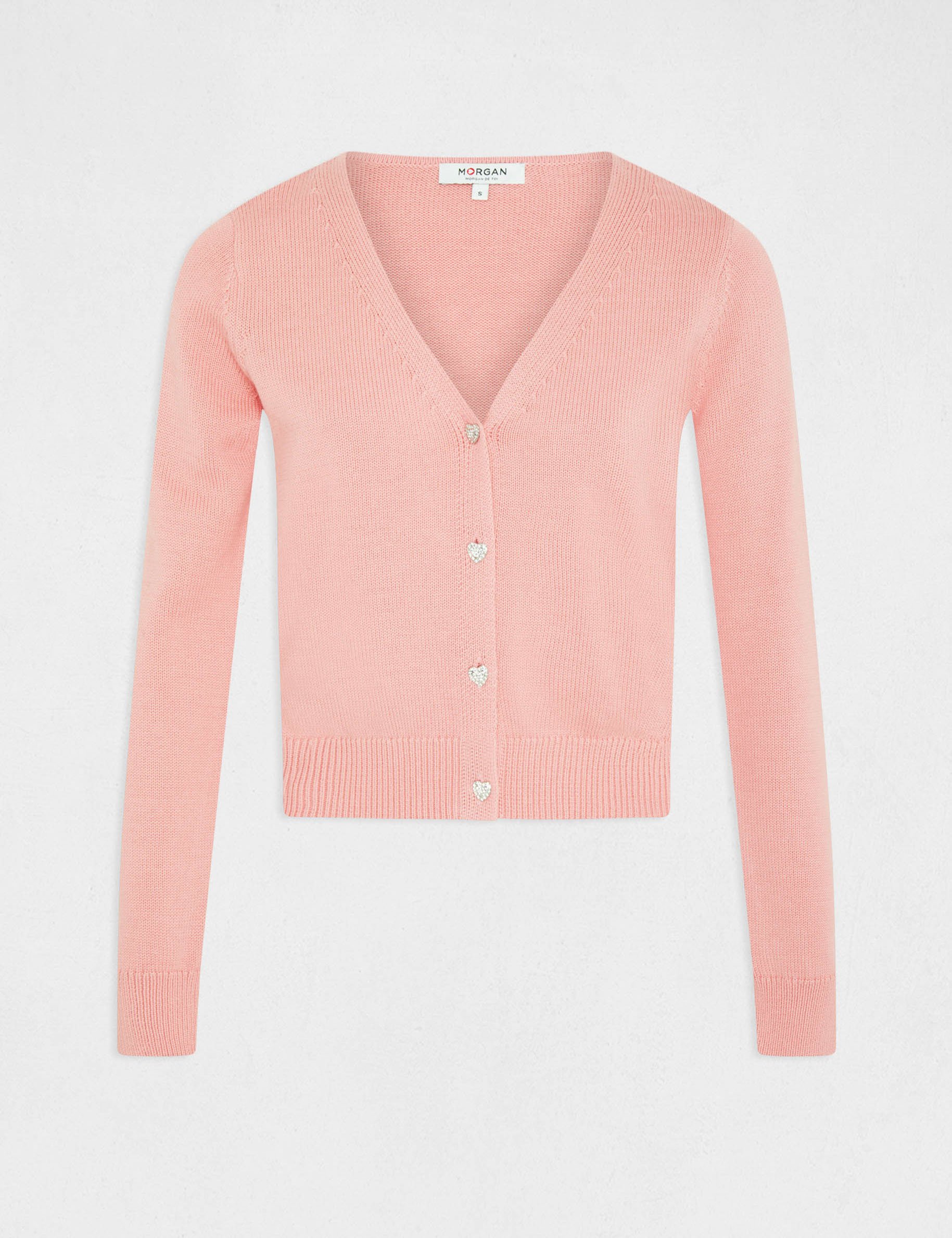 gilet droit boutonne avec col en v rose pale femme Gilet droit boutonné avec col en V rose pale femme