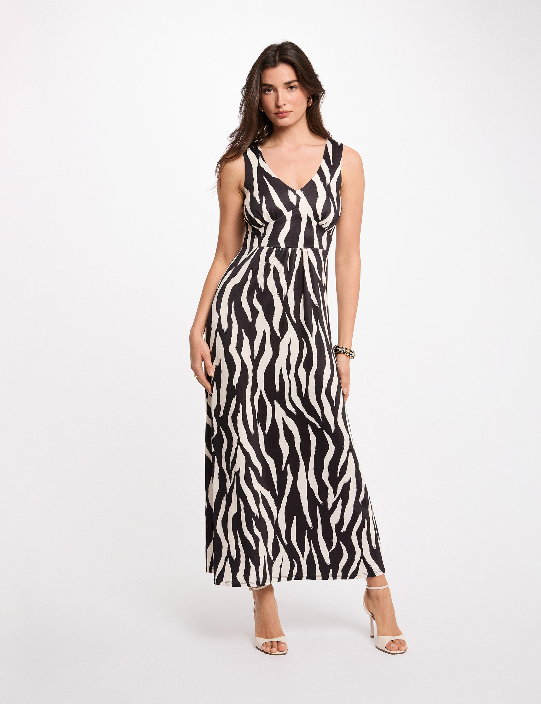 Robe longue d&eacute;collet&eacute; multicolore femme