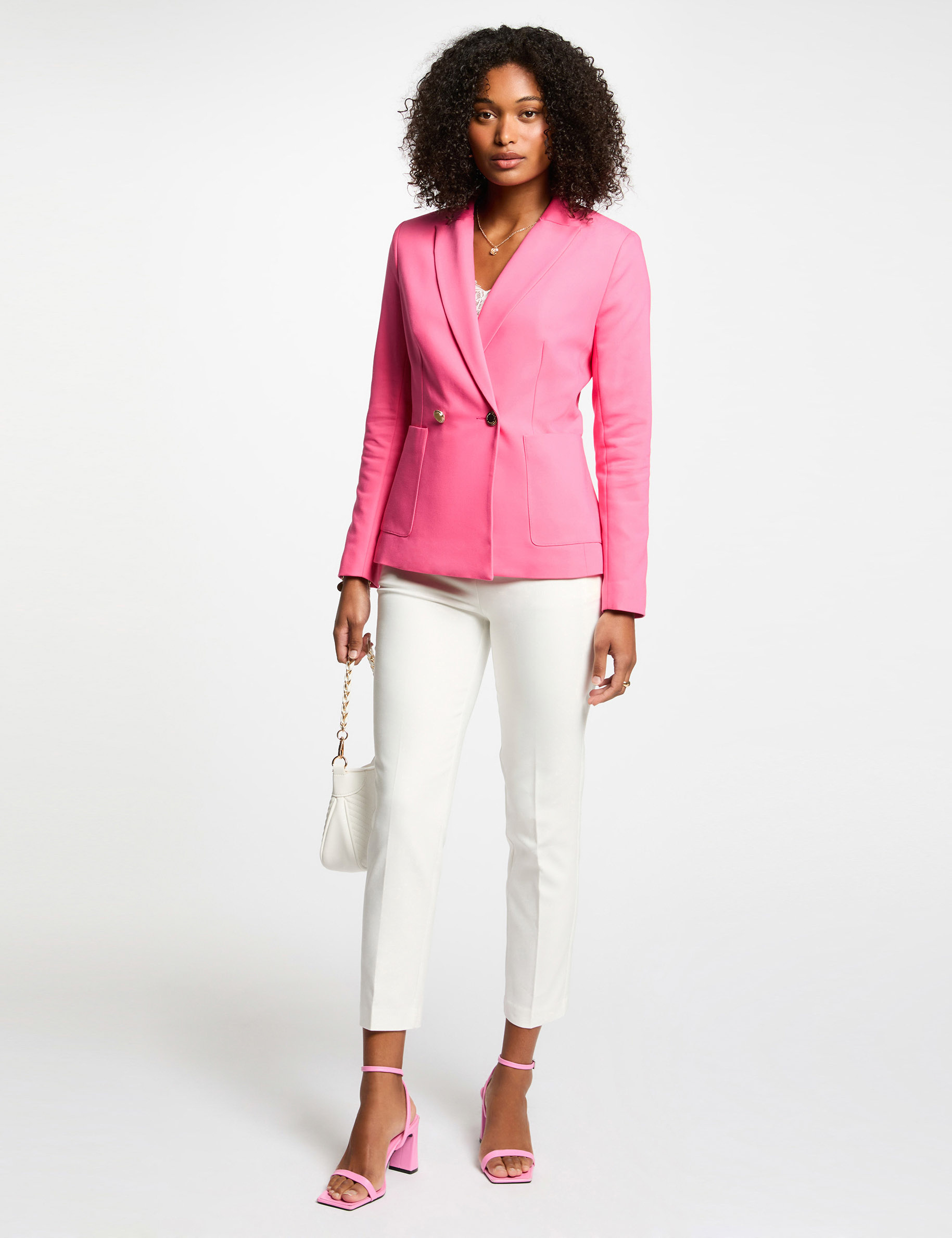 Pantalon cigarette 7/8&egrave;me blanc femme