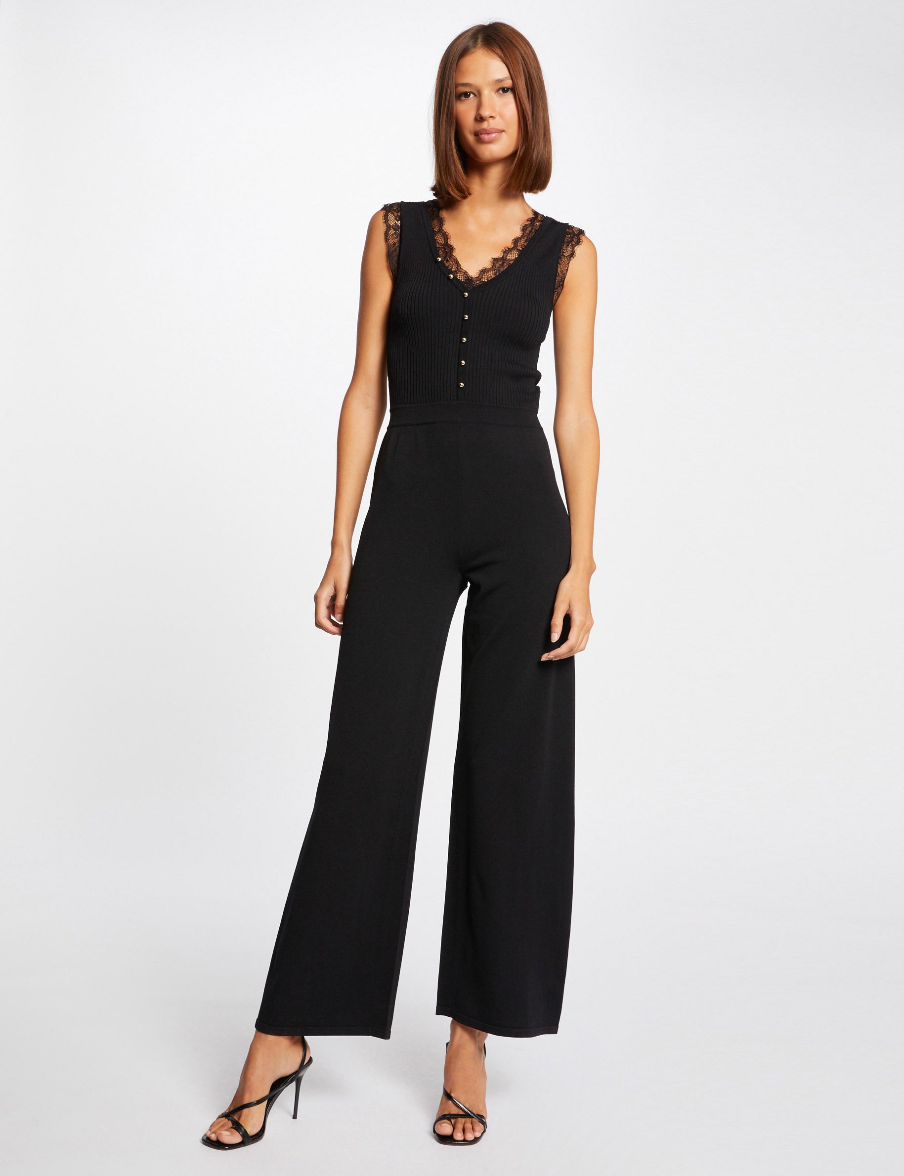 combinaison large en tricot noir femme Combinaison large en tricot noir femme