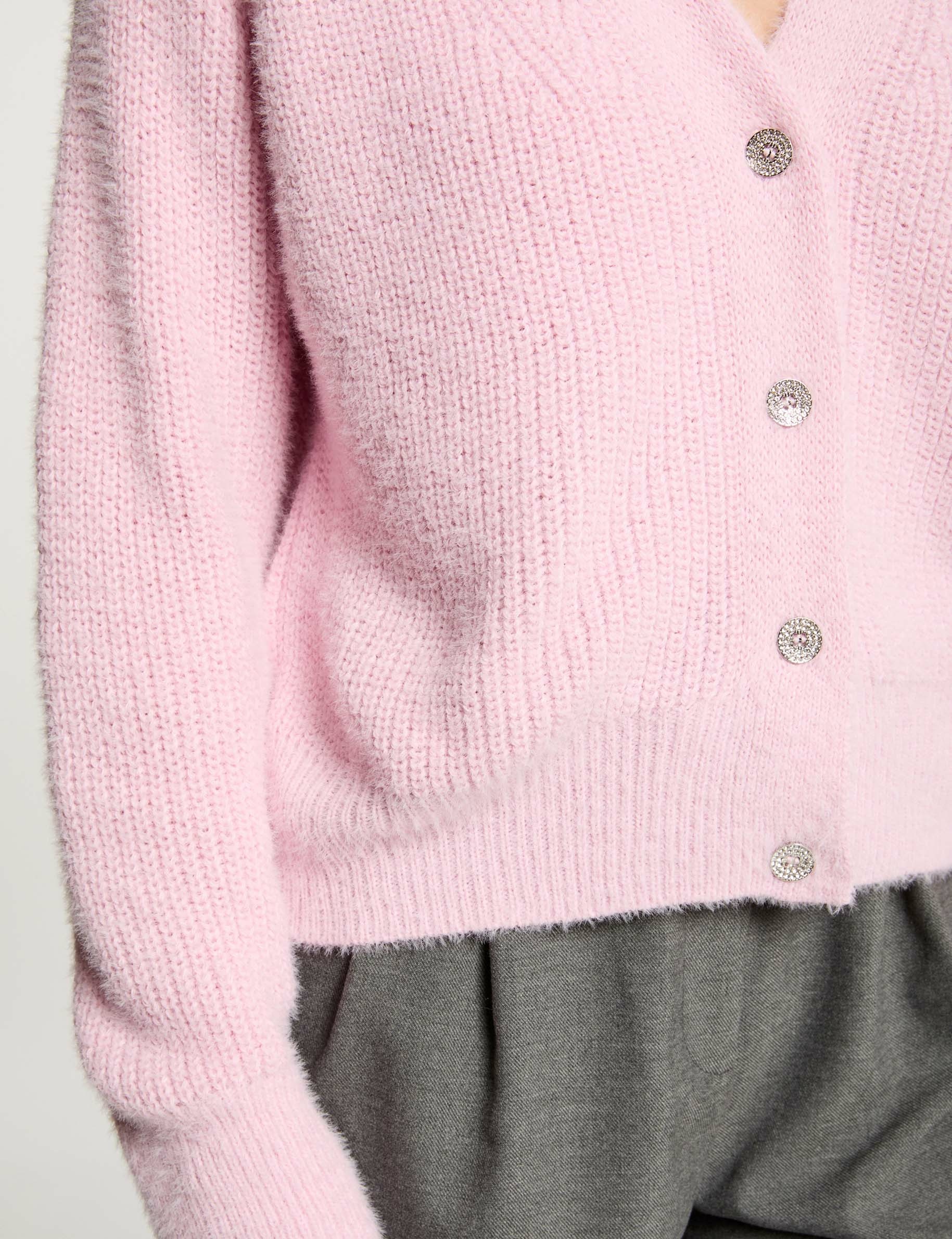 gilet manches longues rose pastel femme Gilet manches longues rose pastel femme