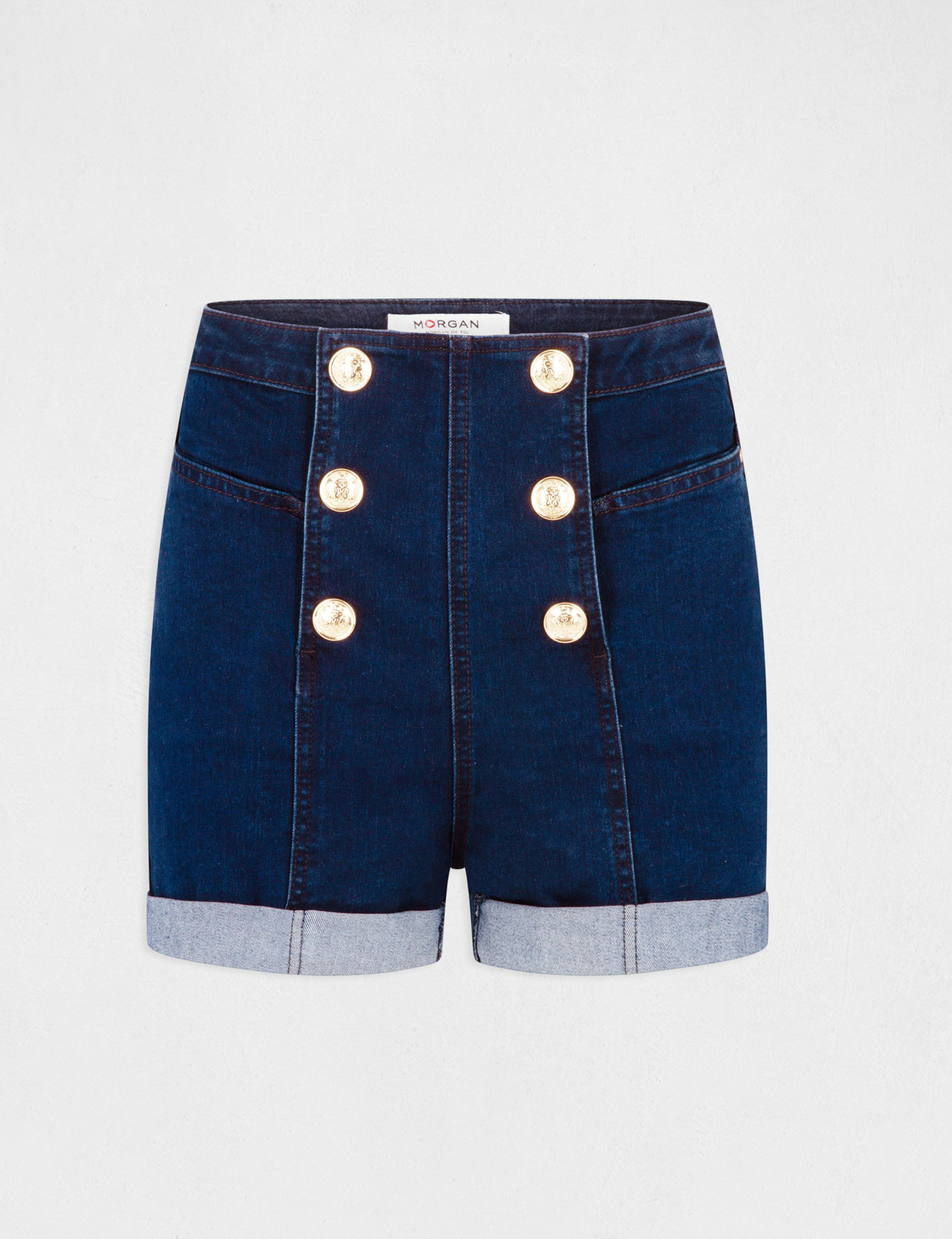 Short ajusté à ponts en jean jean brut femme Short ajusté à ponts en jean jean brut femme